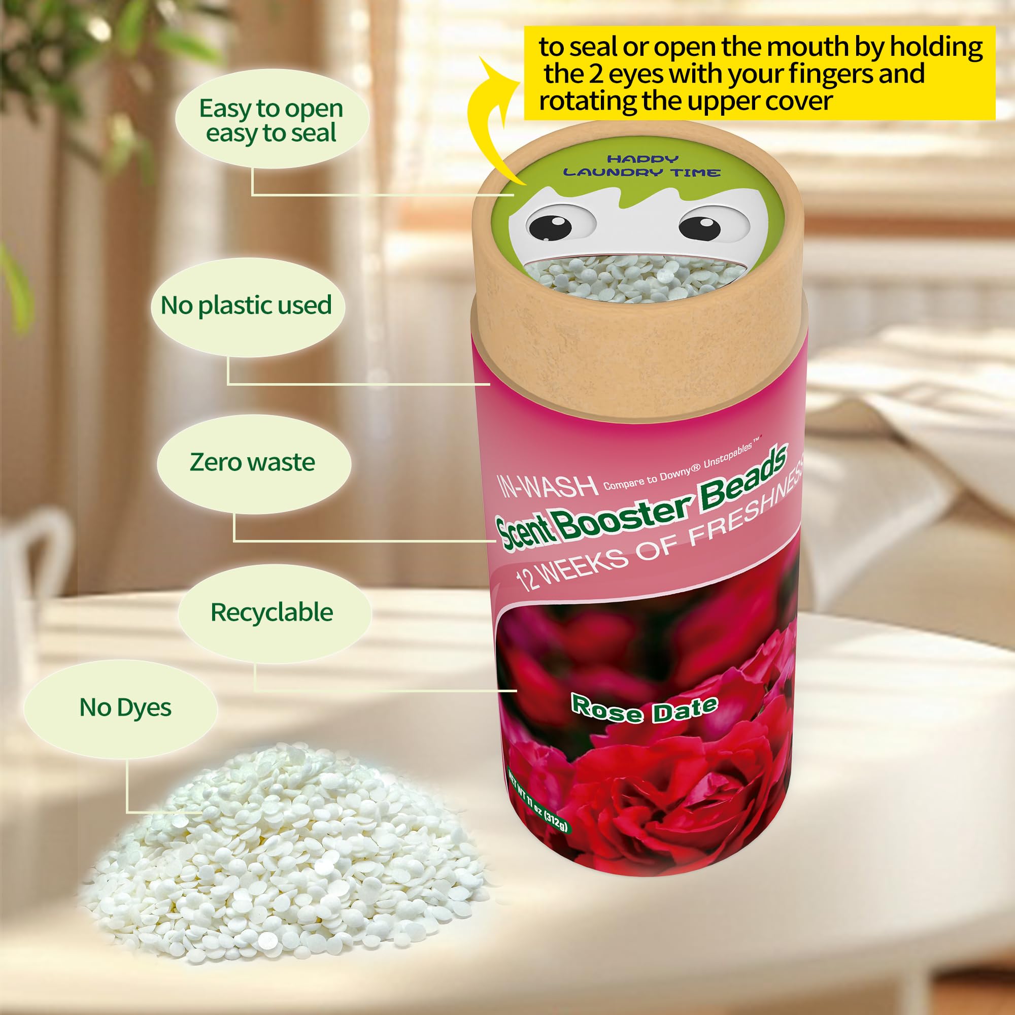 DR.EASY Laundry Scent Boosters,Rose Date-Scent Boosters for Washer，Bulk Laundry Booster Beads and fabric scent booster，Fresh Scented Clothes fo 14 Weeks