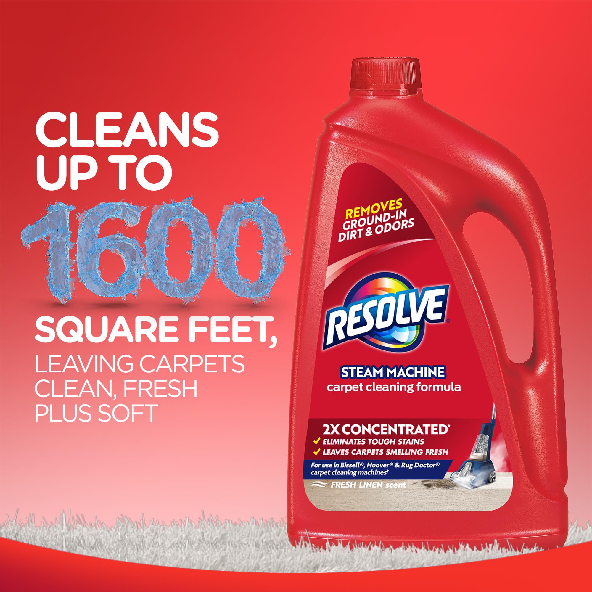 RESOLVE Carpet Cleaner, Deep Cleaning Power, Clean & Fresh, Machine Solution, 1.77 L