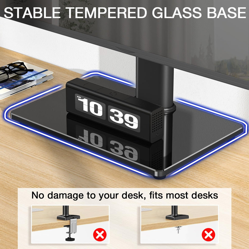 Rfiver Single Monitor Stand for Desk with Swivel/ 5 Height Adjustable, Computer Monitor Riser for 13-32 inch Screens, Hold up to 22 lbs, Max VESA 100 x 100mm for Home Office & Gaming Setup