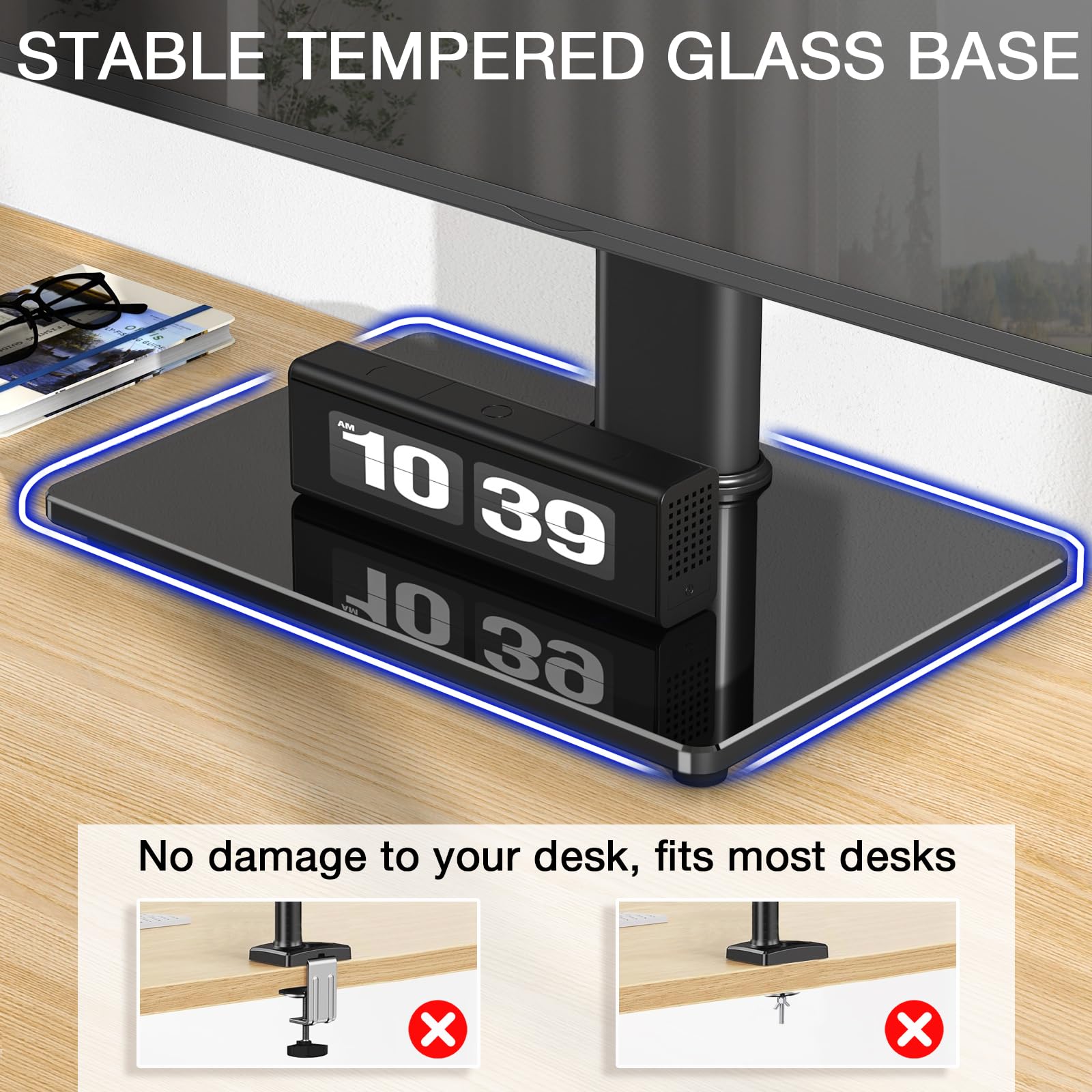 Rfiver Single Monitor Stand for Desk with Swivel/ 5 Height Adjustable, Computer Monitor Riser for 13-32 inch Screens, Hold up to 22 lbs, Max VESA 100 x 100mm for Home Office & Gaming Setup
