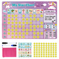 Magnetic Behavior/Star/Reward Chore Chart, Responsibility Chart Board with Full Magnet Backing for Fridge 17.3 * 11.8inch (Pink)