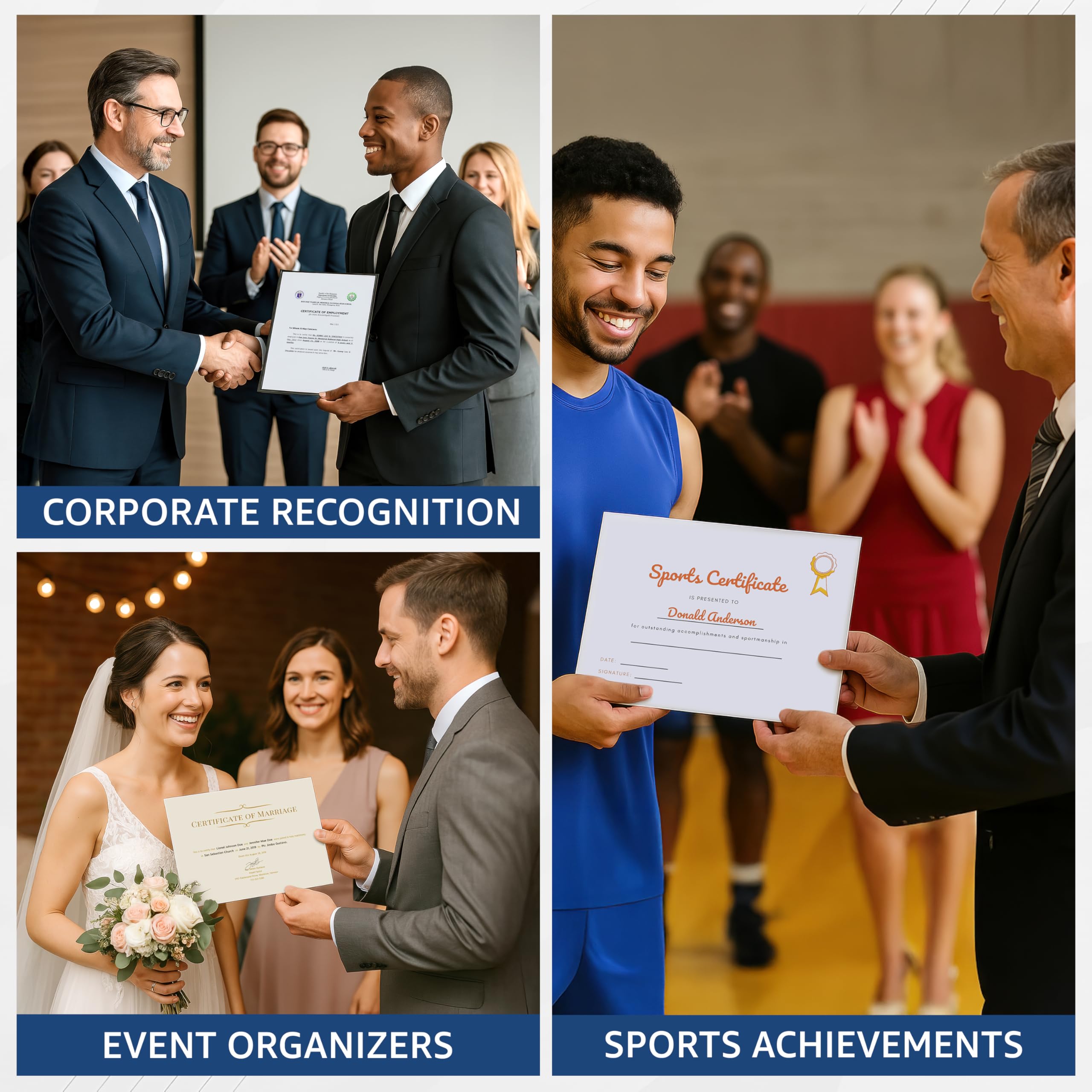 50 Certificate Paper 8.5 x 11 for Printing - Blank Certificate Papers for Award Certificates & Diploma Paper - Premium White Award Papers Cardstock for Awards & Certificates Graduation