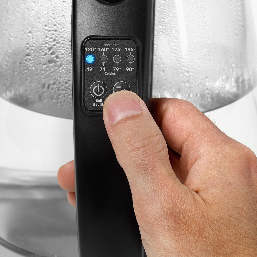 Starfrit Electric Variable Temperature Control Glass Kettle - 1.7L - 5 Preset Temperature Settings - 1500W