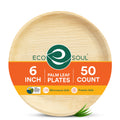 ECO SOUL 6 Inch Disposable Palm Leaf Plates [50 Pack] Premium Food-Safe Heavy Duty Compostable Bamboo Paper Plates for Dessert, Dinner, Apetizers, Weddings, Party, Camping & Catering Events [Round]