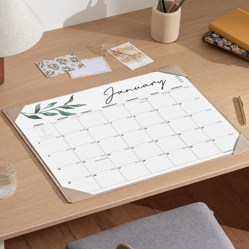 Large Desk Calendar 2026-2027 with Desk Mat, Cabbrix Desk Pad Calendar 22 x 17 Inch Runs From January 2026 to June 2027, Desk Blotter Calendar 2026-2027 for Home School and Office (Apricot)