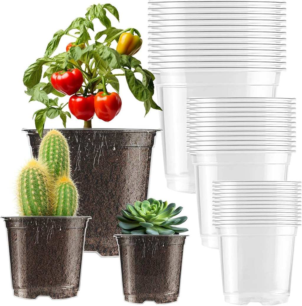 Clear Nursery Pots for Plants, 36 Pack 3.5/4/5 inch Plastic Plant Pot with Drainage Holes High Transparency Seedling Planter for Seed Starter