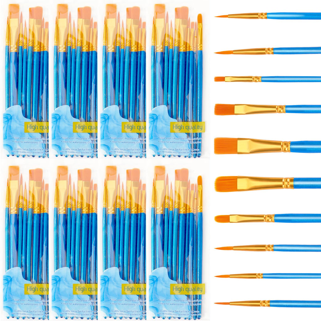 Acrylic Paint Brush Set,9 Packs / 90 pcs Nylon Hair Brushes for All Purpose Oil Watercolor Painting，Miniature Detail Painting Artist Professional Painting Kits
