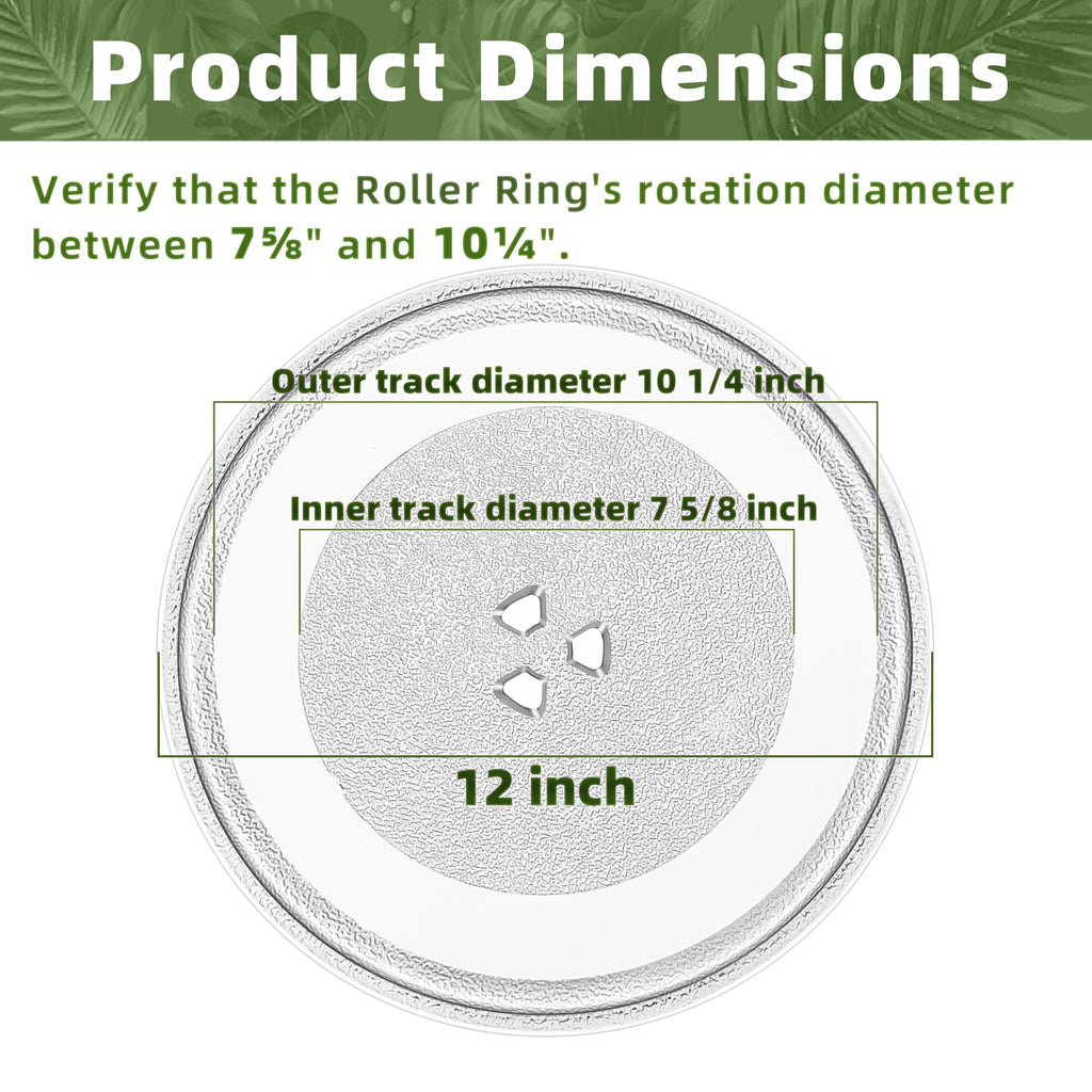 Gemroom 12" Microwave Glass Plate Replacement Compatible with W11367904 W11291538 W10337247 W11443145, Compatible with Microwave Glass Turntable Plate WMH31017 WML55011