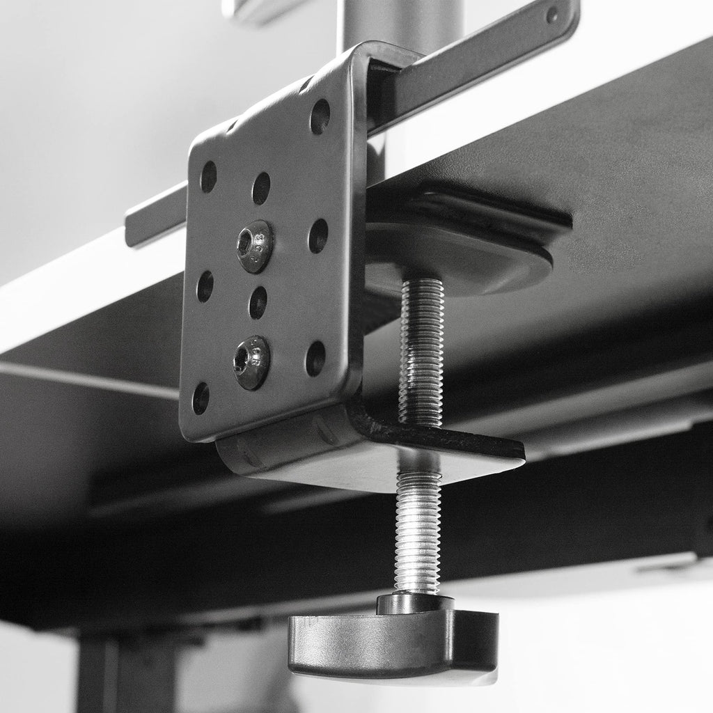 VIVO Black Steel Reinforcement Bracket Mount Plate for Thin, Glass, and Other Fragile Table Tops, Clamp Compatible with Most Monitor Stand C-Clamp Installations STAND-AC01R