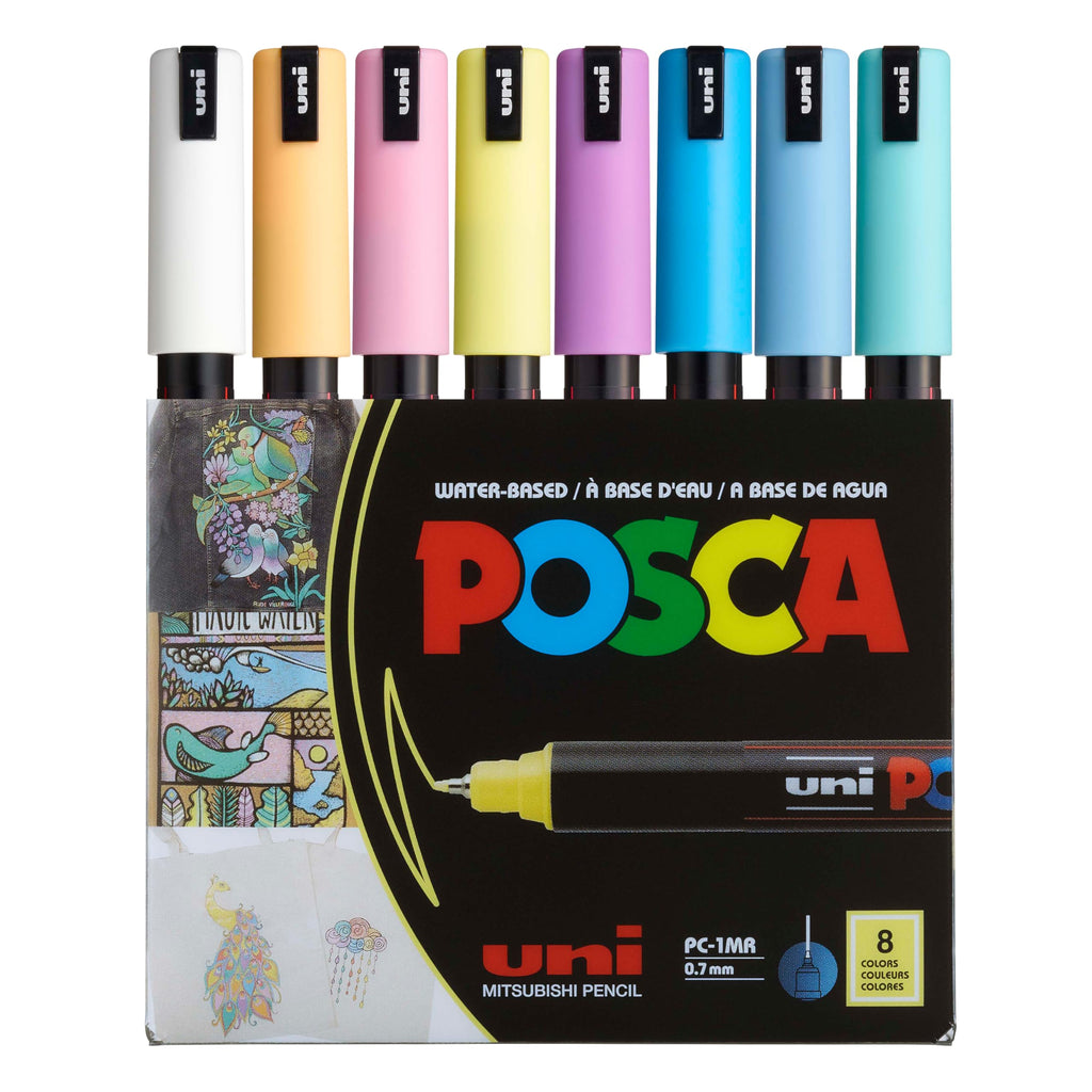 uni Posca - PC1MR - Extra Fine Tip Pen - Soft Colors, 8 pc