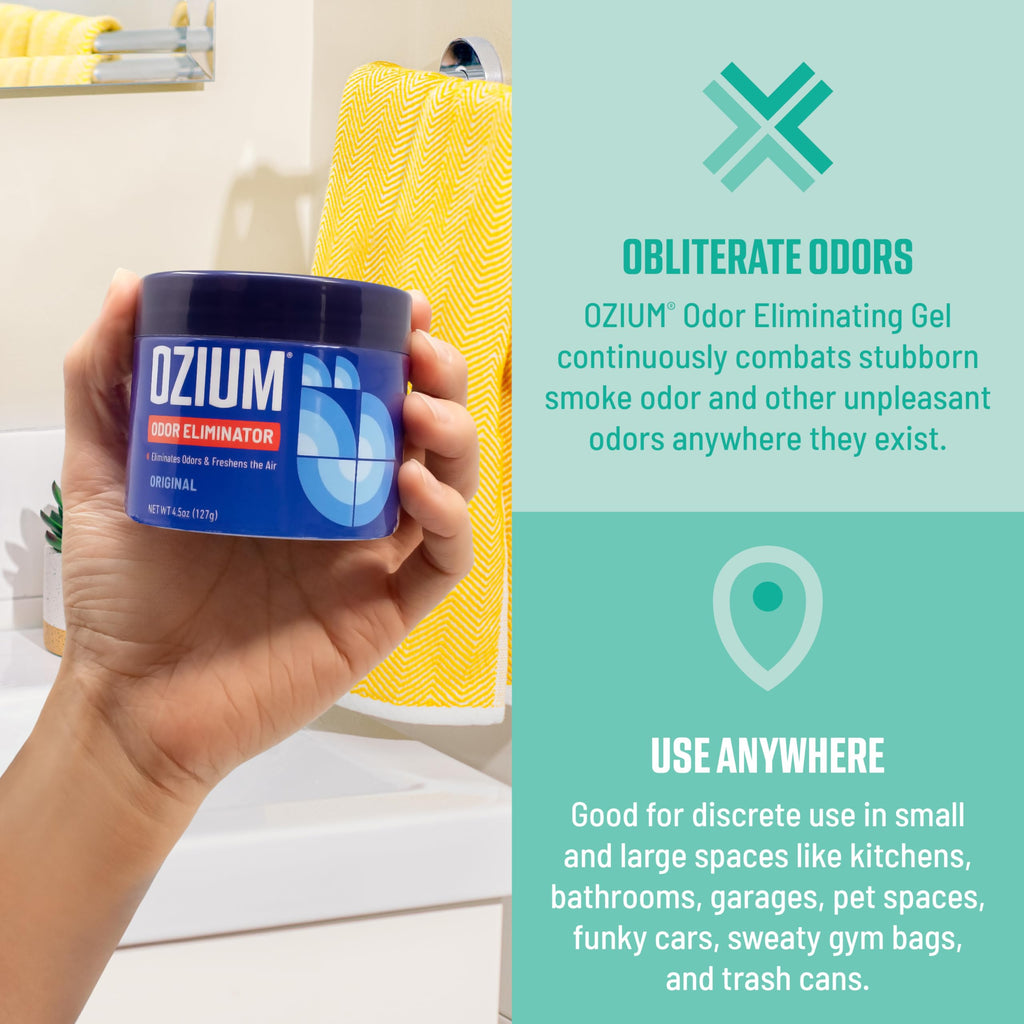 Ozium 4.5 Oz. 4 Pack Odor Eliminating Gel for Homes, Cars, Offices and More, Outdoor Essence, 4 Pack