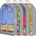 LAPPR 4 Pack 40'' Garment Bags for Hanging Clothes with 6.5'' Gusseted,Clothes Bags for Storage Hanging, Clothing Bags with Zipper Protecting Travel Suit Bags