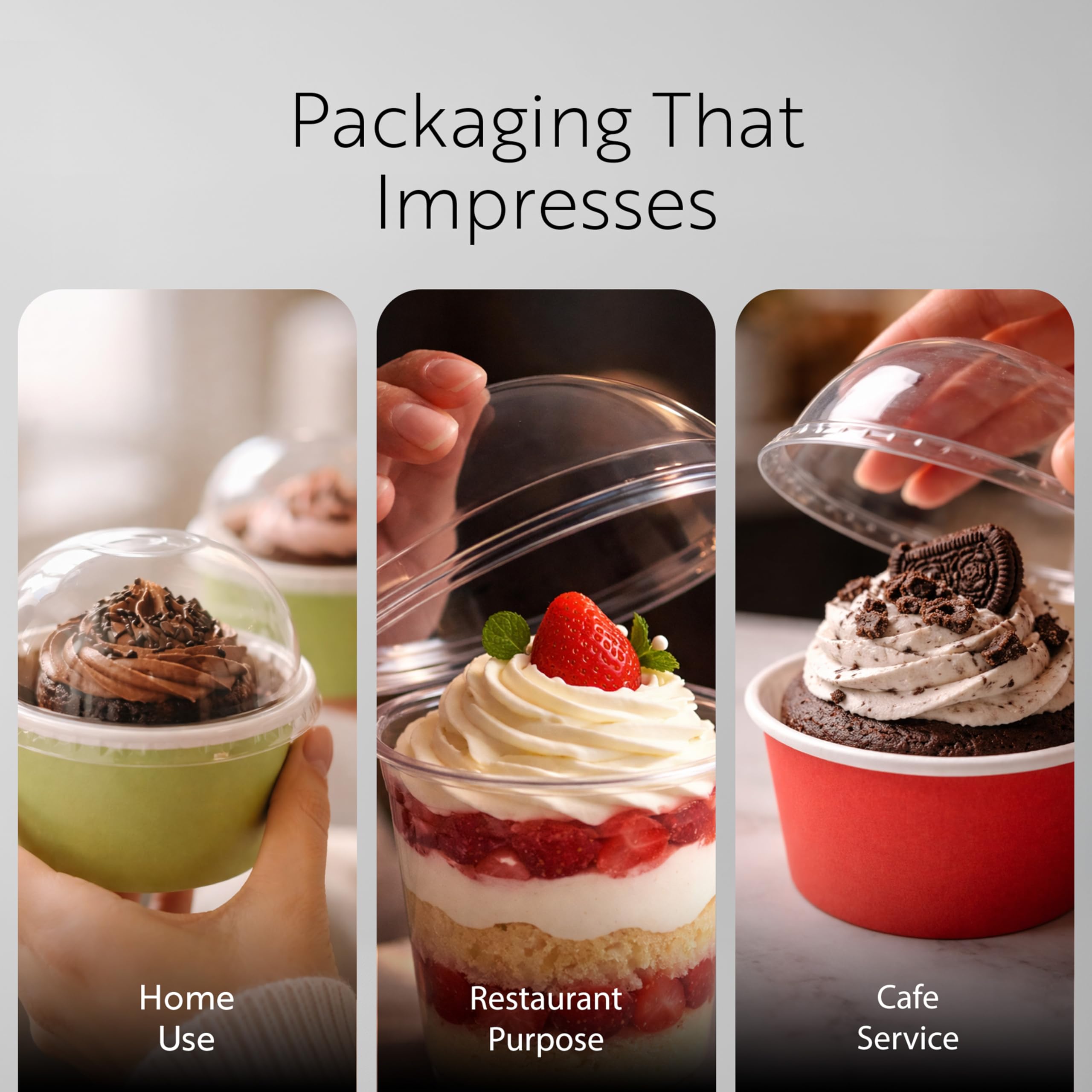 Restaurantware-LIDS ONLY: Dome-Shaped Lids, 50 Transparent Plastic Lids for 5 Ounce Coppetta to Go Cups - Cups Sold Separately, Disposable, Clear Plastic Dessert Cups Lids, for Dessert Takeaways