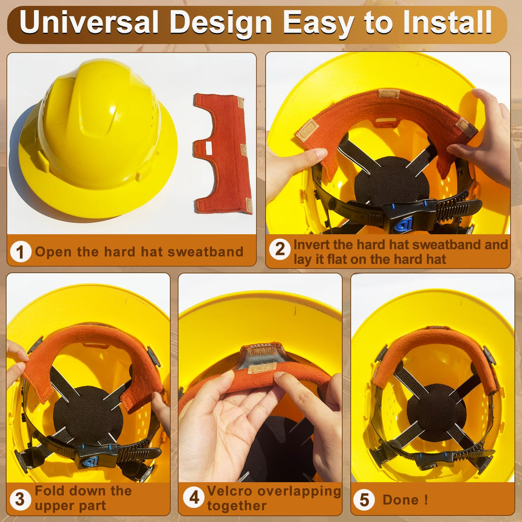 12Pcs Hard Hat Sweat Bands, Highly Absorbent Sweat Bands for Hardhats Washable, Reusable Cotton Hard Hats Liner for Softness and Comfort,Sponge Hard Hat Accessories Tools