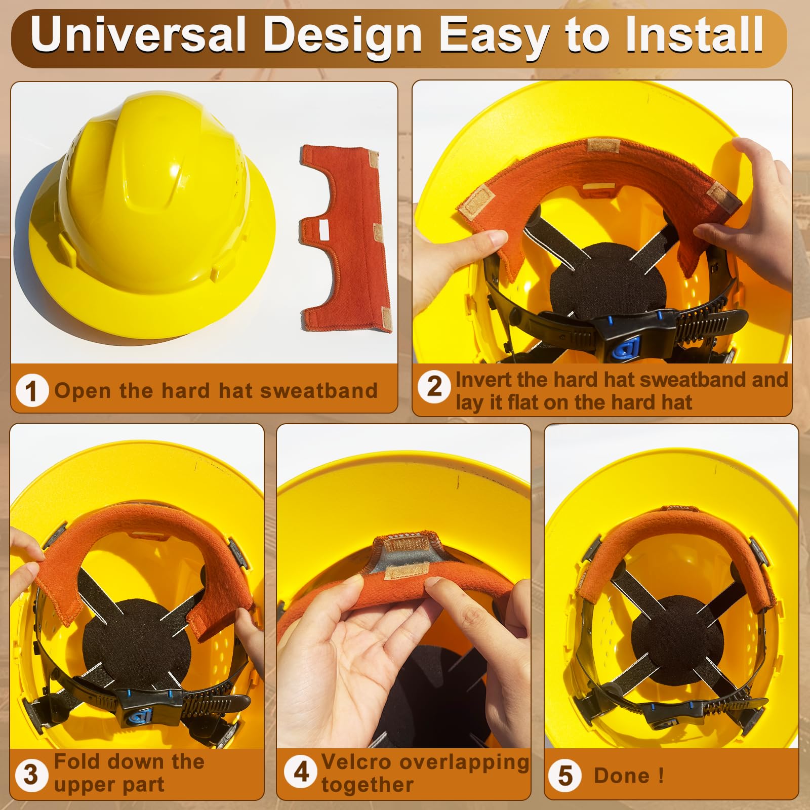 12Pcs Hard Hat Sweat Bands, Highly Absorbent Sweat Bands for Hardhats Washable, Reusable Cotton Hard Hats Liner for Softness and Comfort,Sponge Hard Hat Accessories Tools