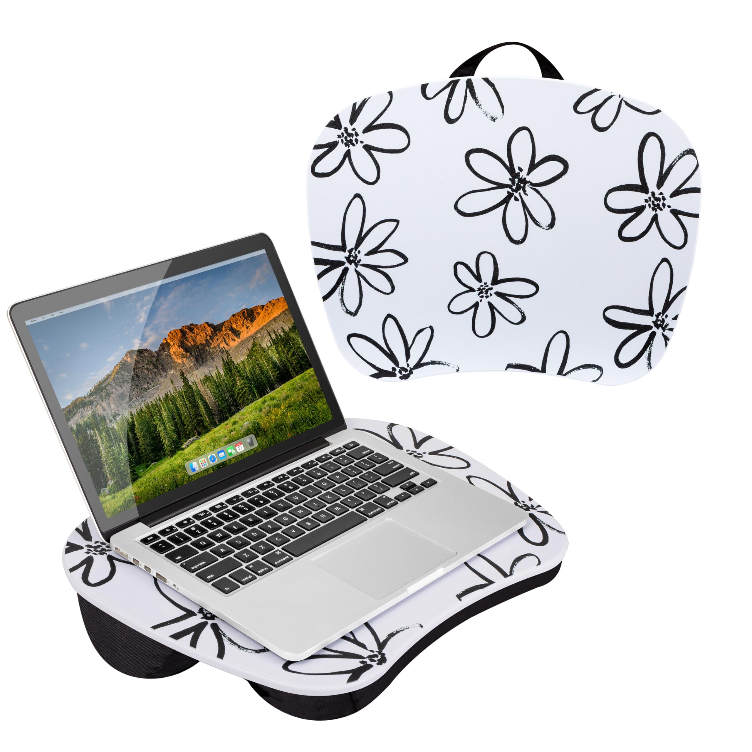 LAPGEAR MyStyle Portable Lap Desk with Cushion - Brushed Flower - Fits up to 15.6 Inch Laptops - Style No. 45308