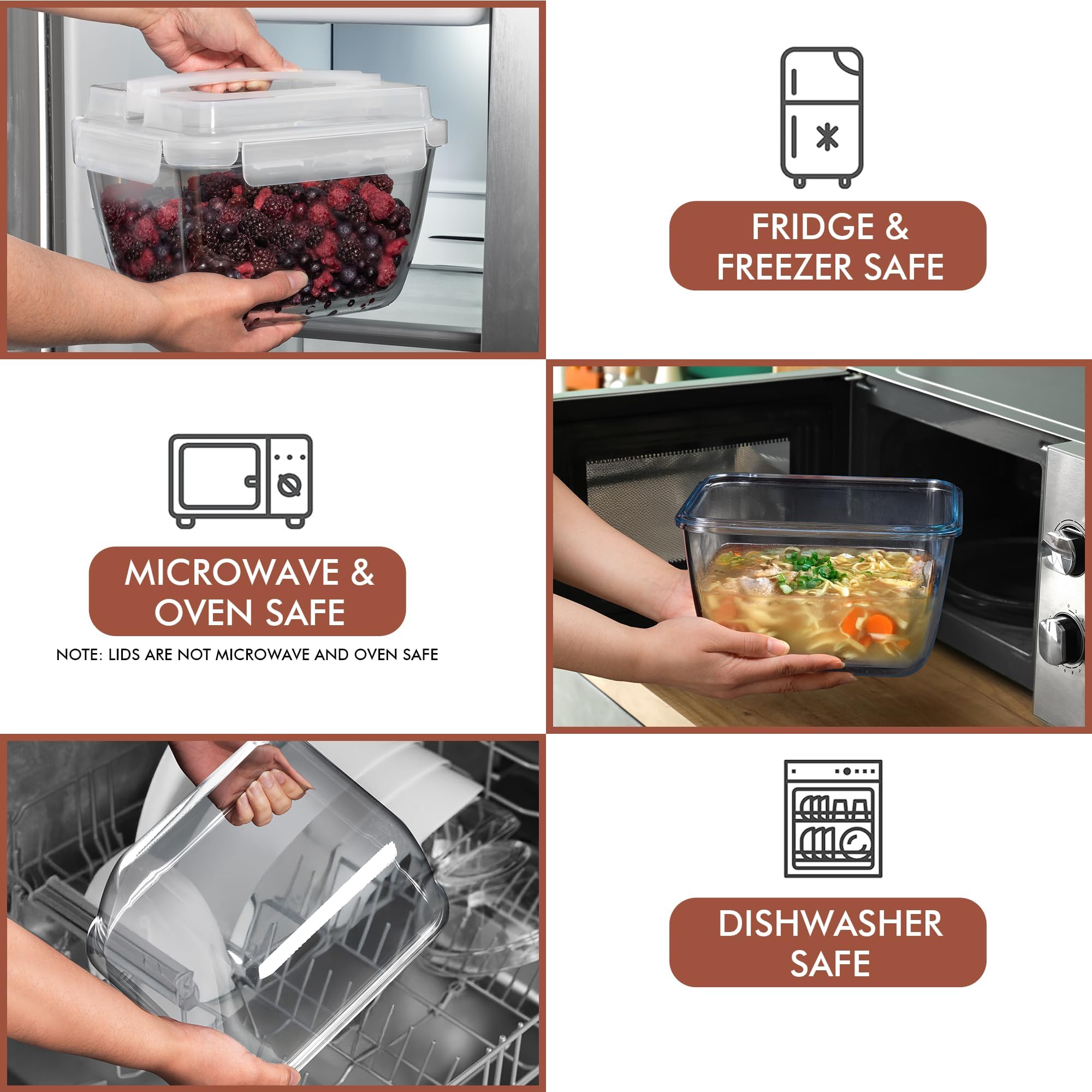 Razab 17 Cups / 132 Oz / 3900ml Large Glass Container Food Storage with Lids - Leakproof, BPA-Free Large Meal Prep Container Ideal for Roasting Turkey, Store Leftover - Microwave & Oven Safe