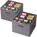 Lifewit Shoe Storage Organizer for Closet, Shoe Box Storage Containers with Clear Cover and Reinforced Handles, Large Shoe Slots Foldable Storage Bins for Boots Heels Sneakers, 2 Pack, 24 Cell, Gray