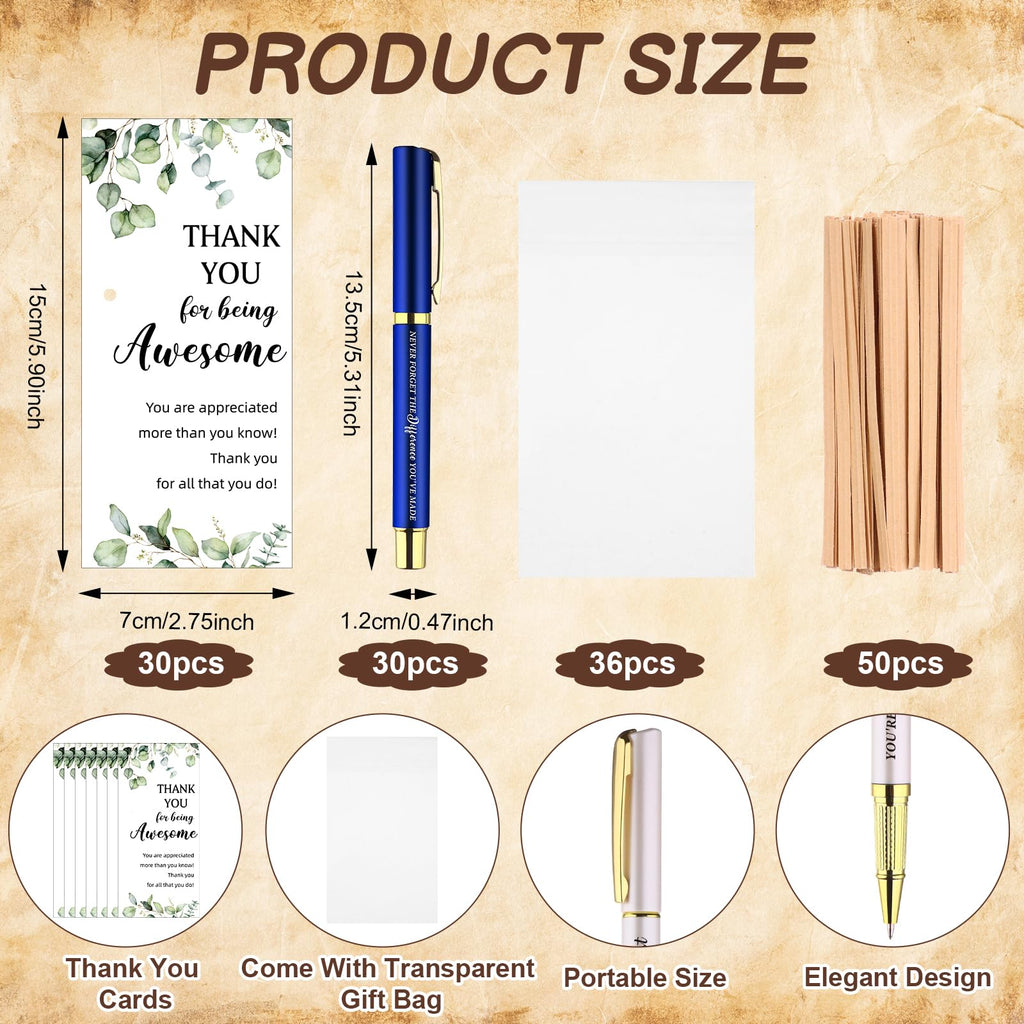 30 Sets Thank You Gifts Employee Appreciation Gift Bulk for Coworkers Motivational Pens with Thank You Cards Gift Bags Inspirational Gifts for Colleagues Staff Teacher Nurses Volunteer Team