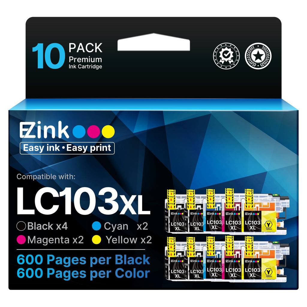 10 Pack E-Z Ink (Compatible Ink Cartridge Replacement for LC103XL Ink Cartridges LC103 XL LC103BK LC101 LC 103 to Use with MFC-J870DW MFC-J470DW MFC-J6920DW MFC-J6520DW MFC-J450DW