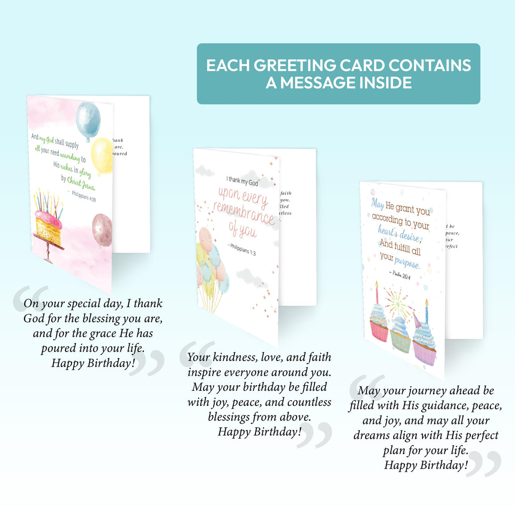 Only Zest 30 Pack Religious Birthday Cards with Envelopes – 4x6 Inspirational Christian Birthday Cards Bulk Set with Bible Verses for Women, Men, Kids