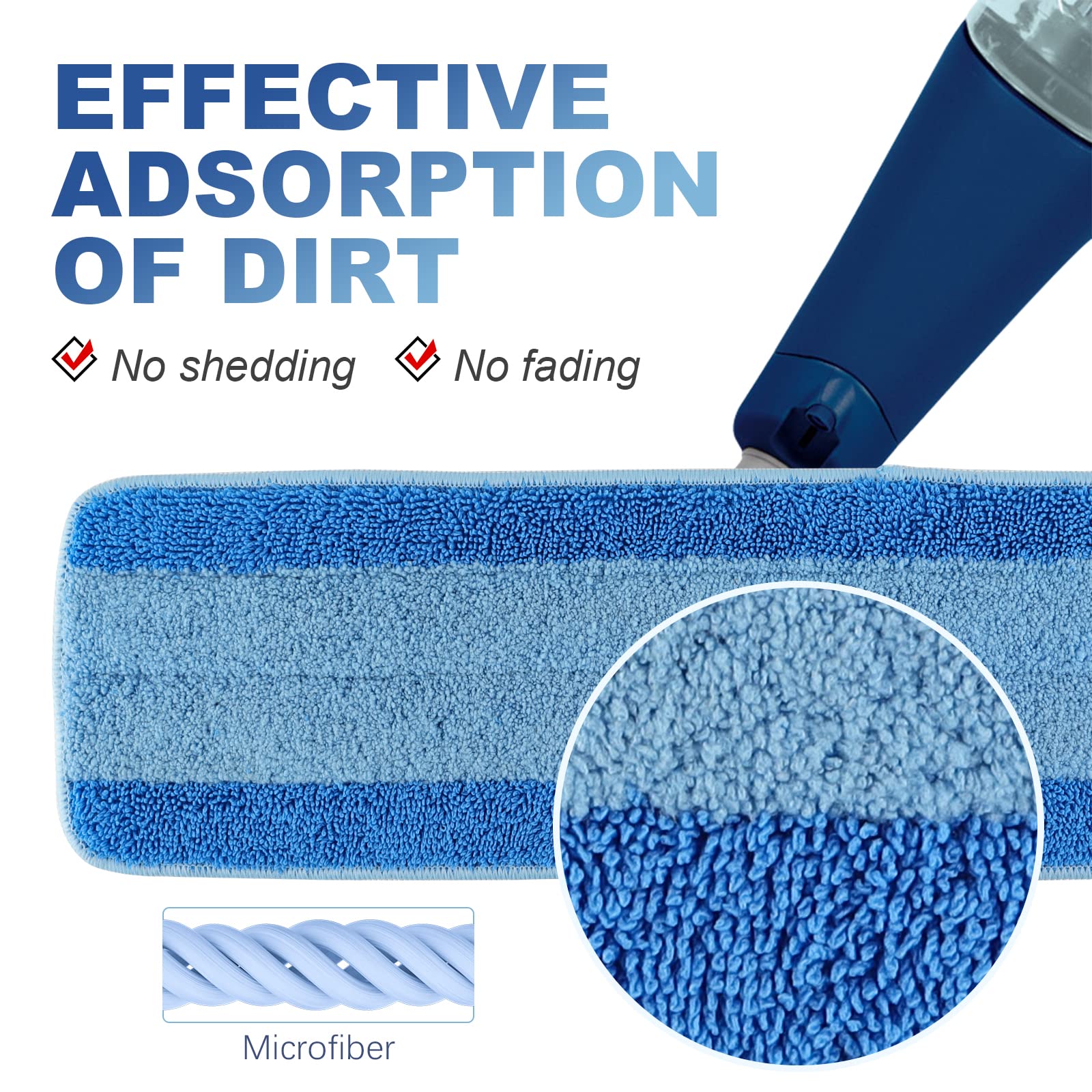 Mop Pads for Bona - Microfiber Cleaning Pad for Bona Hardwood Floor Cleaner 18 Inch Washable & Reusable Refills 6 Packs