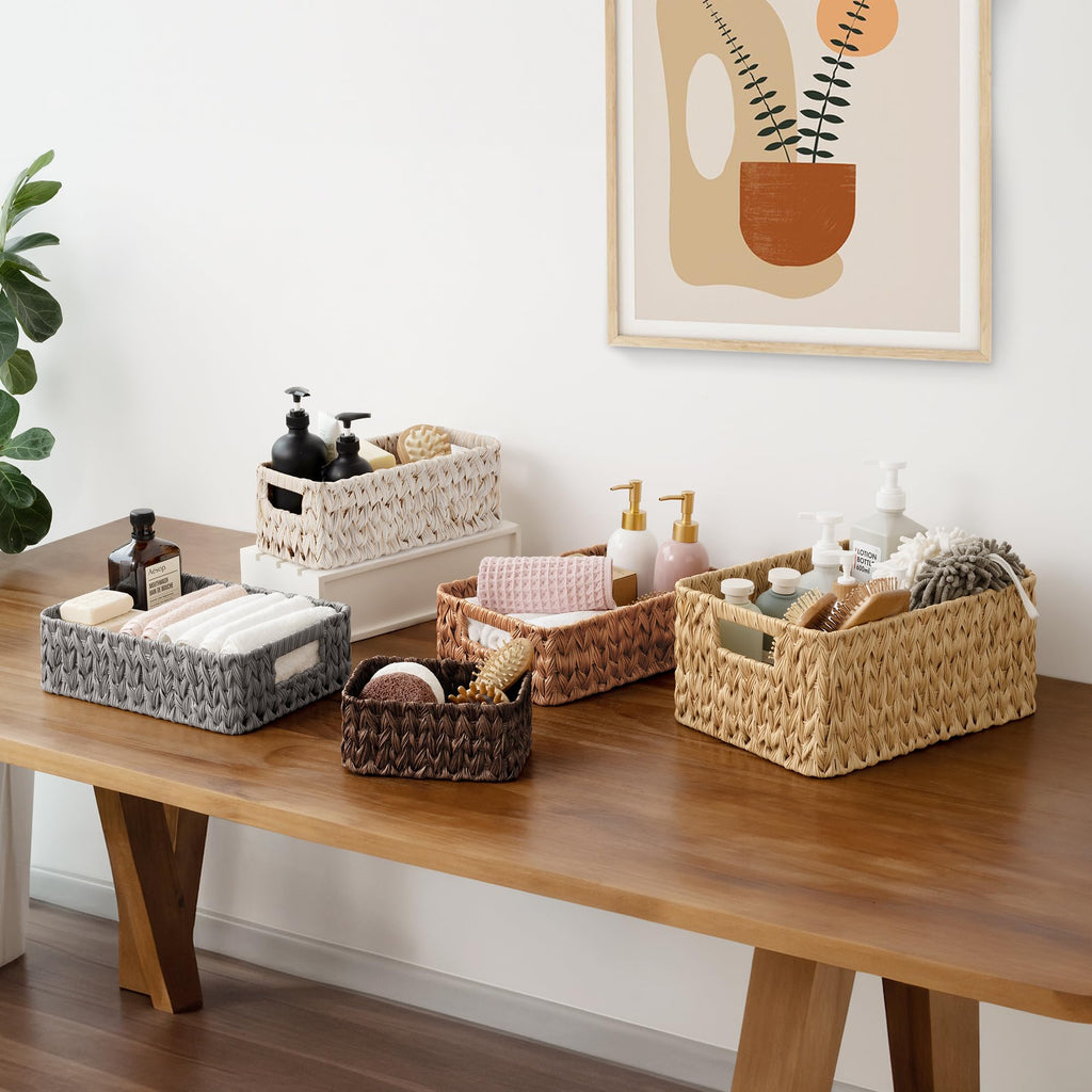 GRANNY SAYS Wicker Storage Baskets for Shelves, Pack of 3 Woven Baskets Storage Organization, 1 Large Wicker Basket and 2 Small Handwoven Baskets for Organizing, Panier Rangement Osier, Nature