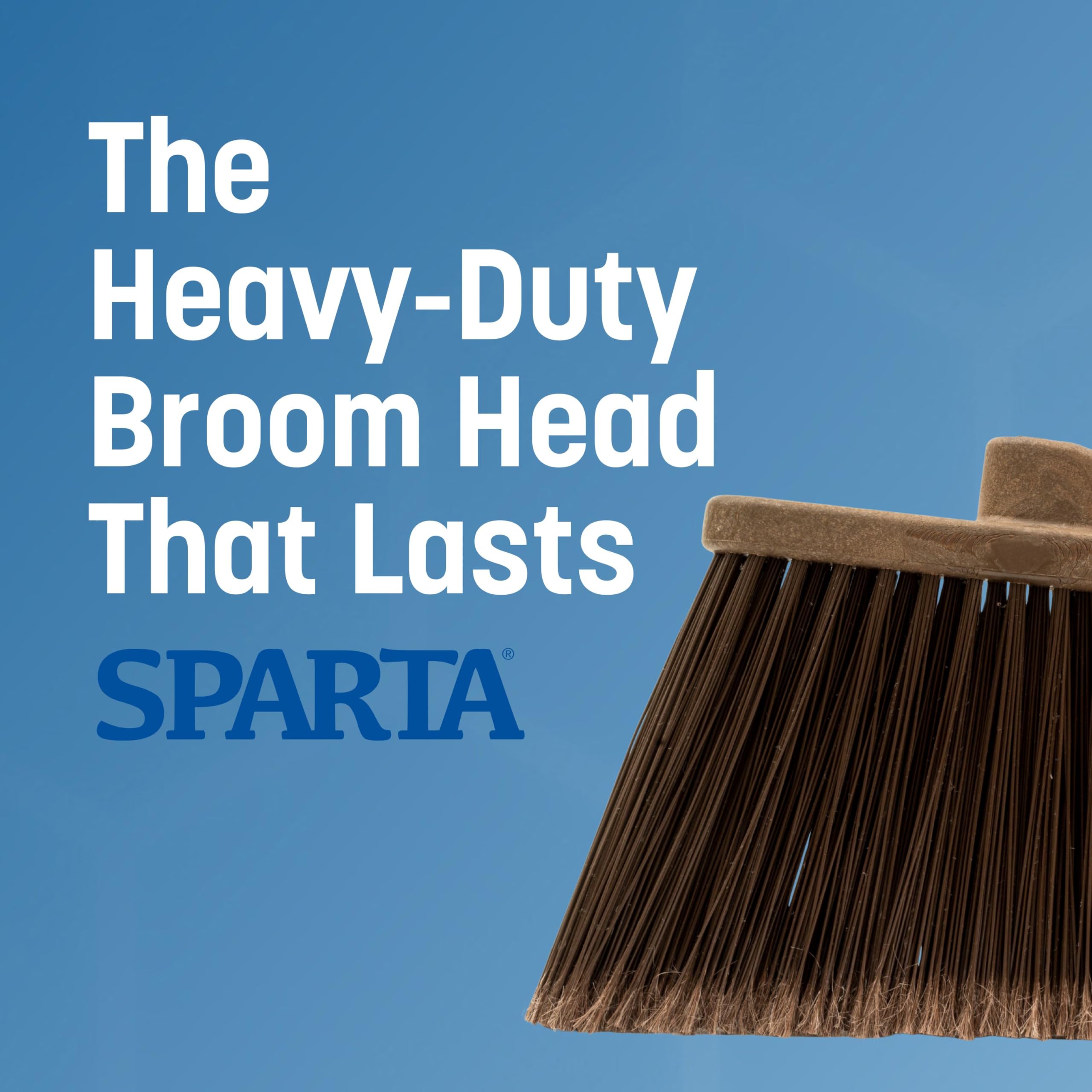 SPARTA Plastic Broom Head, Angled, Flagged for Small Debris Indoor, Outdoor, Home, Restaurant, Lobby, Office, 12 Inches, Brown