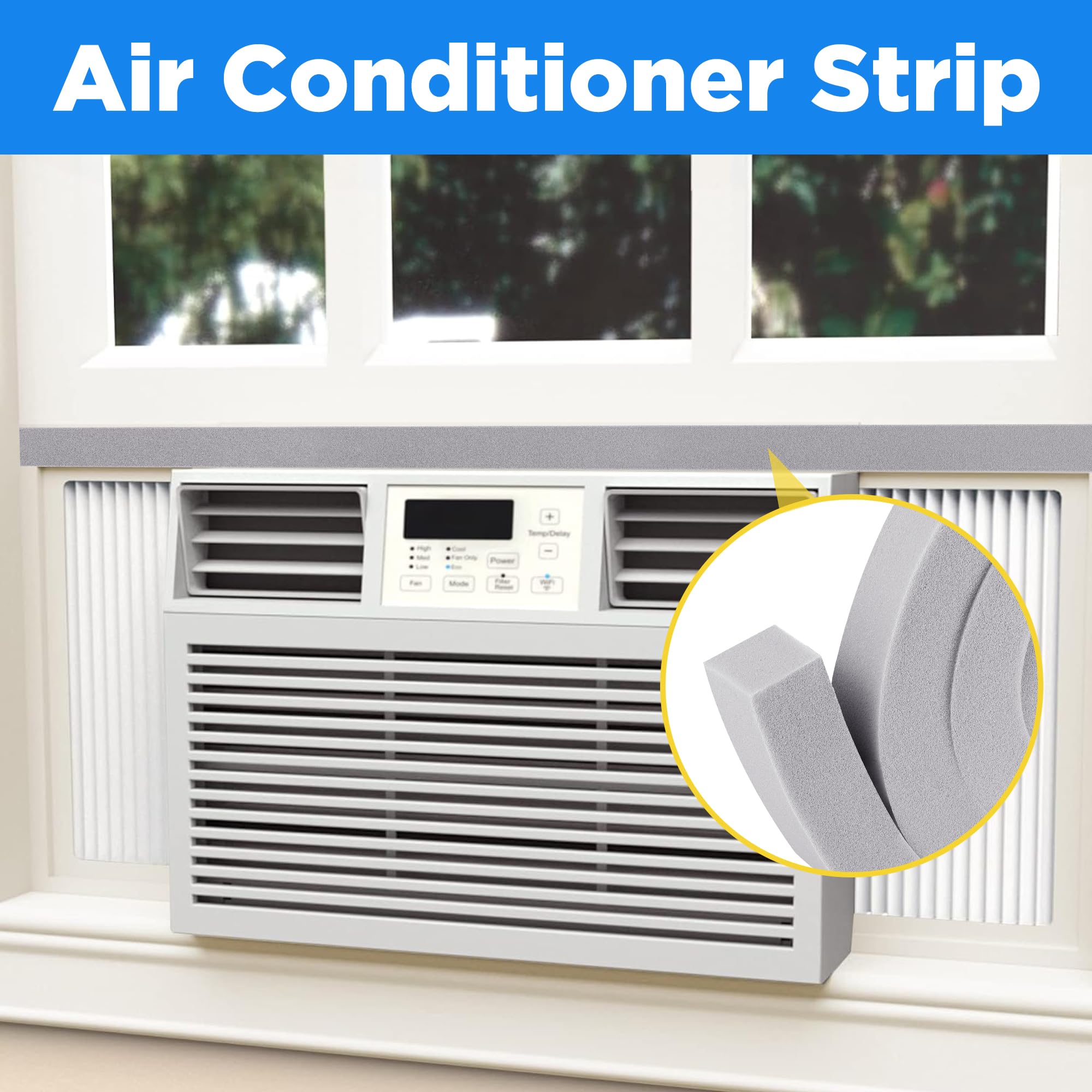 4 PCS Air Conditioner Foam Tape - 1 x 1 inch x 6.5 Ft AC Foam Weather Stripping- Non-Adhesive Foam Seal Strip with Glue Point for Air Conditioner Door Window Seal