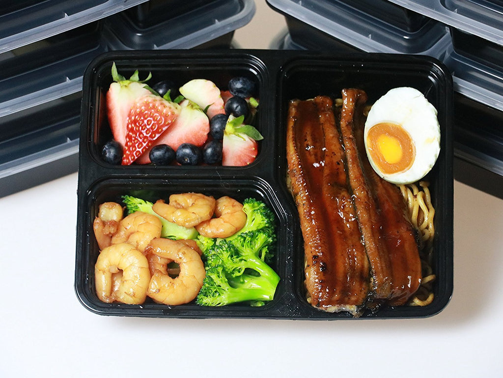 Meal Prep Container 3 Compartment [20 Pack] Food Storage Bento Box | BPA Free | Stackable | Reusable Lunch Boxes, Microwave/Dishwasher/Freezer Safe,Portion Control (36 oz)