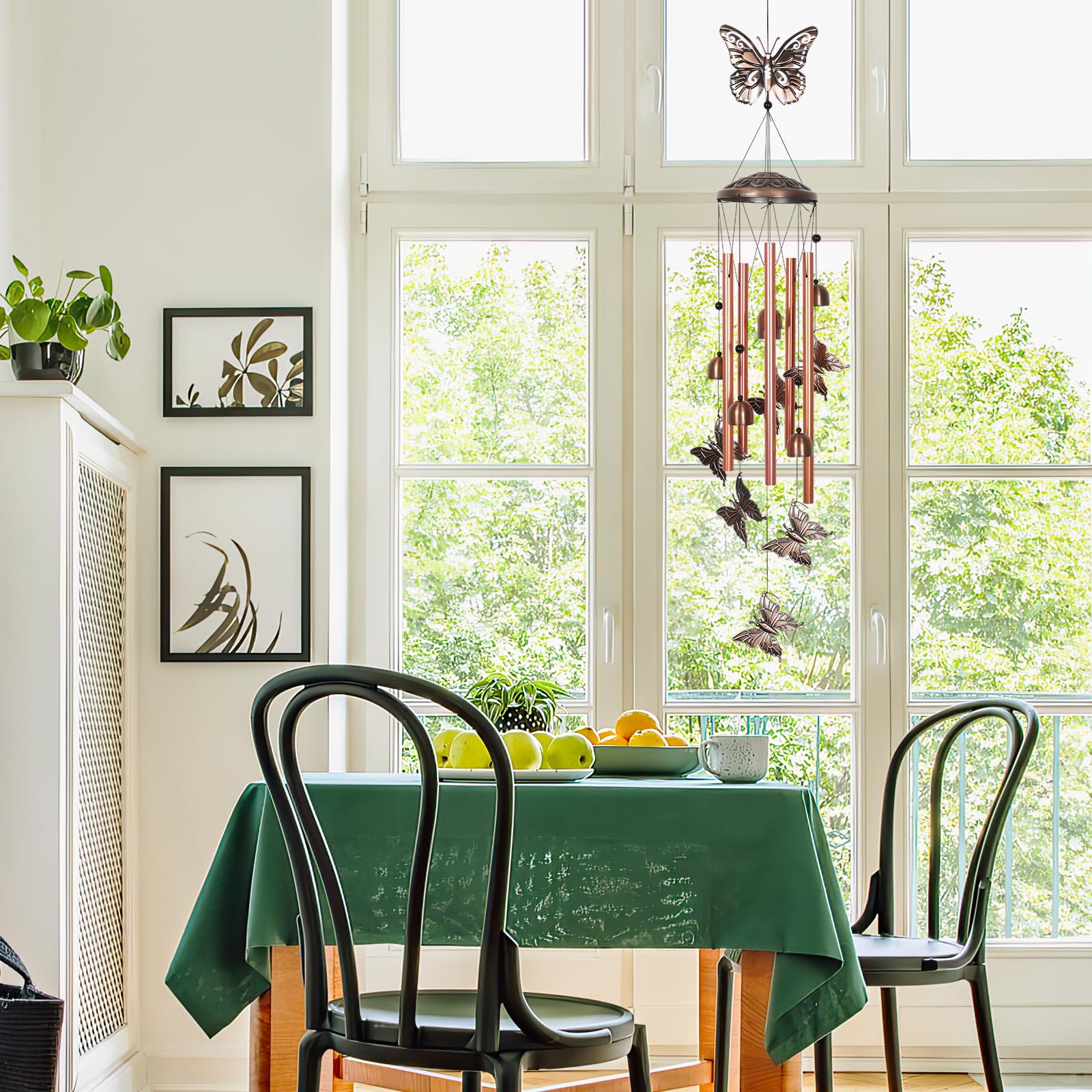 UXORSN Butterfly Wind Chimes for Outside Clearance,26" Unique Garden Wind Chimes with 4 Aluminum Tubes for Grandma Mom Gifts Porch Window Balcony Hanging Decor