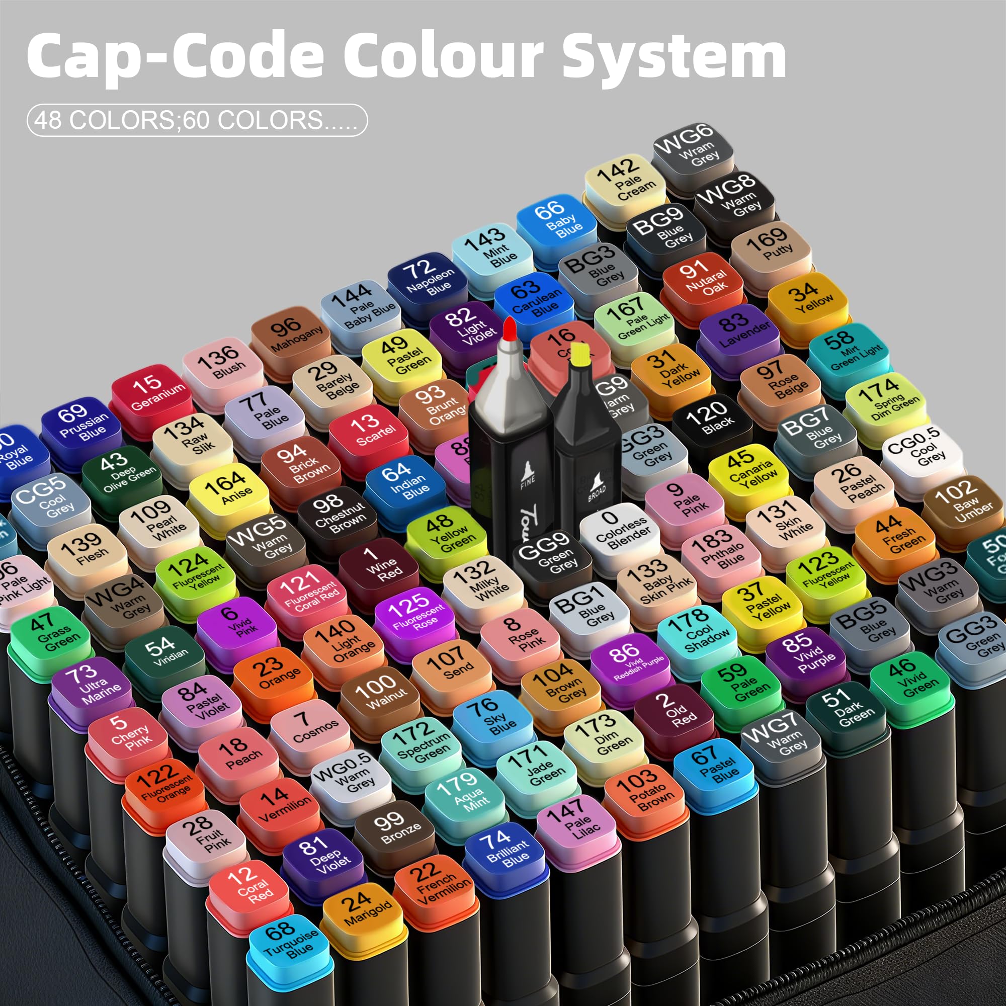 120 Colors Dual Tip Alcohol Markers Set, Alcohol Based Art Markers with Fine and Chisel Tips for Adult Coloring Books, Drawing, Sketching, Painting and Design