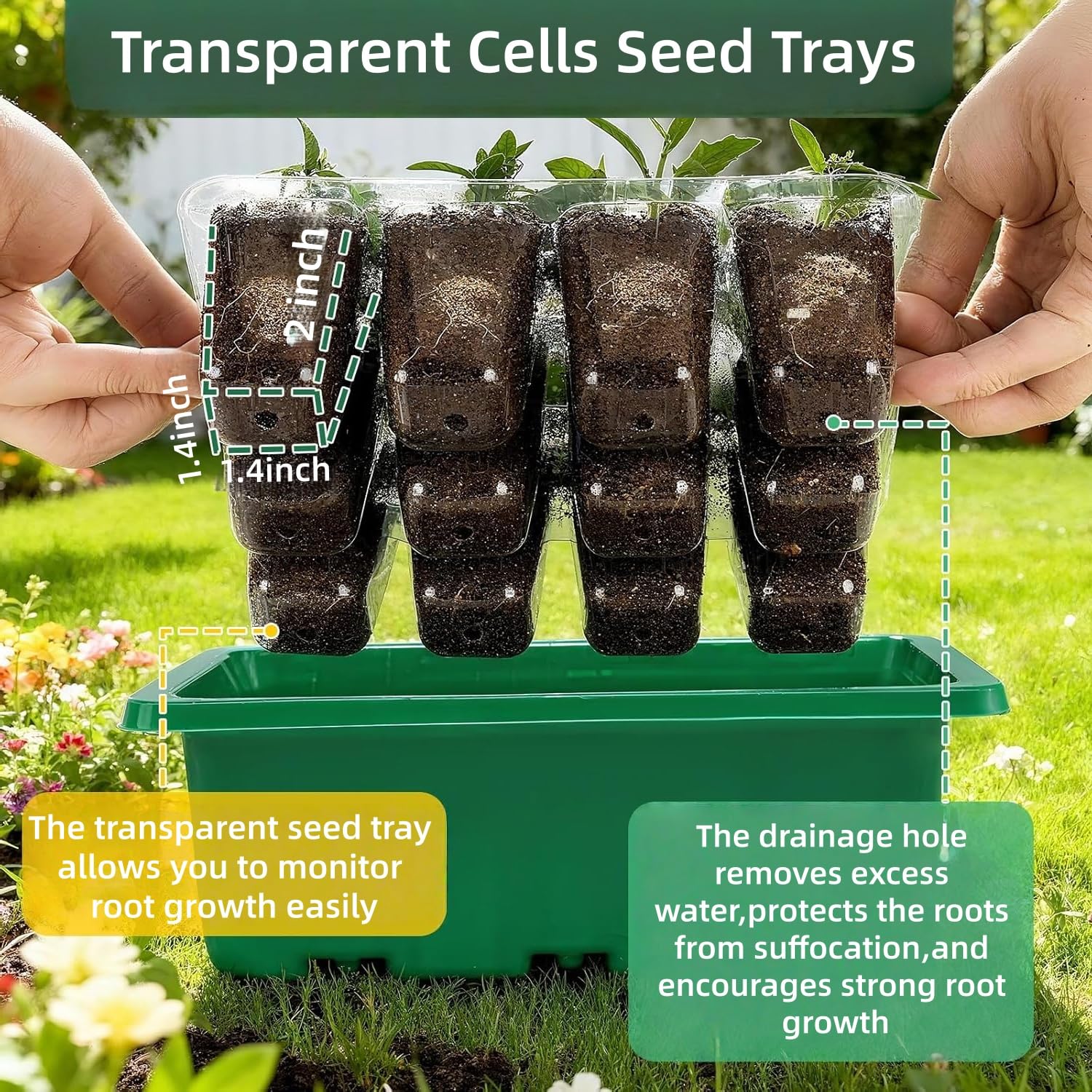 10 Pack Seed Starter Tray Seedling Kits, Plant Starter Kit with Adjustable Humidity Dome and Base, Indoor Greenhouse Mini Propagator for Seeds Growing Starting (120 Total Cells, Green)