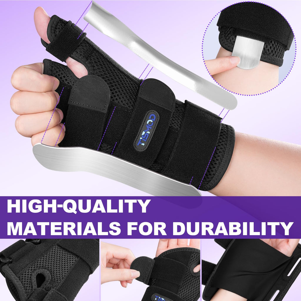TISMOD Wrist Brace Carpal Tunnel with Thumb Support,Adjustable Night Thumb Spica Splint Right Left Hand,Wrist Guard Stabilizer Arthritis,Tendonitis,syndrome,De Quervain's Tenosynovitis Women Men
