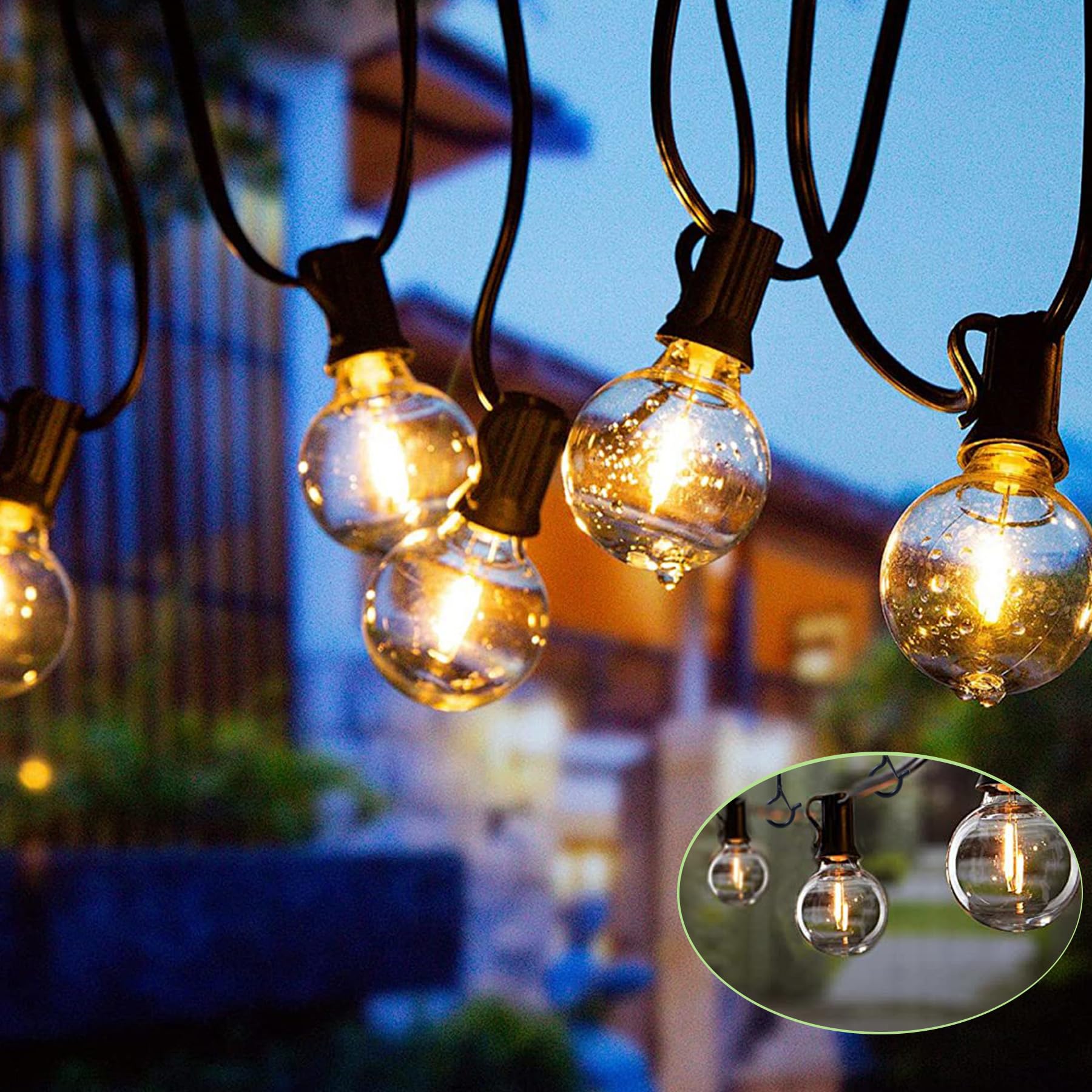 50 Pack Screw Hooks for Outdoor String Lights, Q Hangers String Light Hooks, Ceiling Hooks with Safety Buckles, Swivel Hanging Basket Patio Light Hooks for Plants Christmas Light