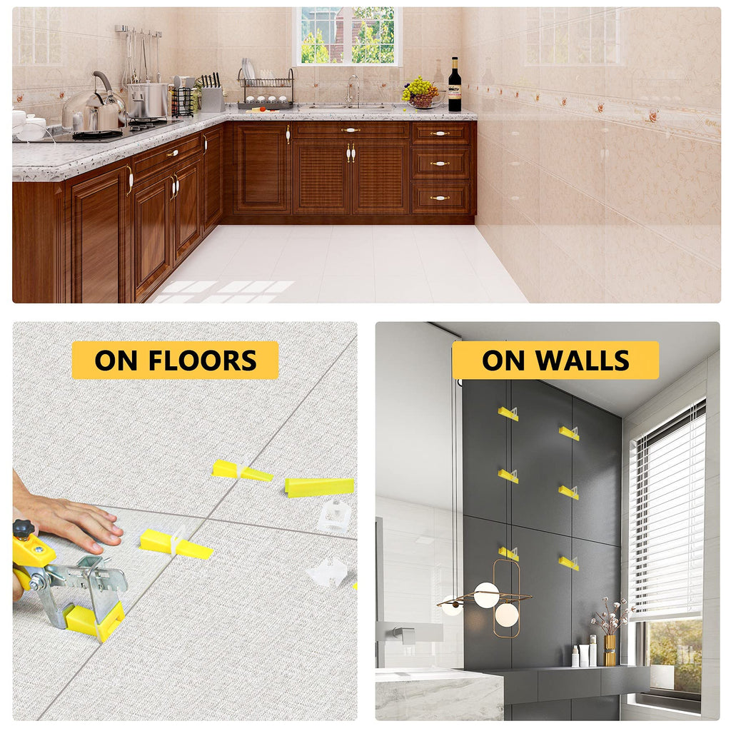 Tile Leveling System 3mm Kits with Pliers, 300pcs Tile Spacers Clips, 100pcs Reusable Wedges for Floor Leveling, Tile Kits, Wall Tile Leveler Tools