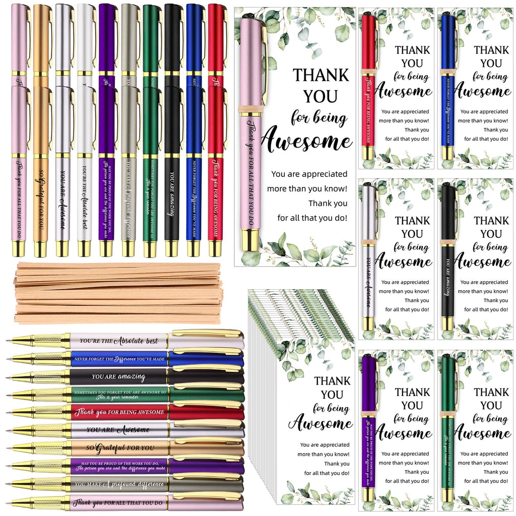 30 Sets Thank You Gifts Employee Appreciation Gift Bulk for Coworkers Motivational Pens with Thank You Cards Gift Bags Inspirational Gifts for Colleagues Staff Teacher Nurses Volunteer Team