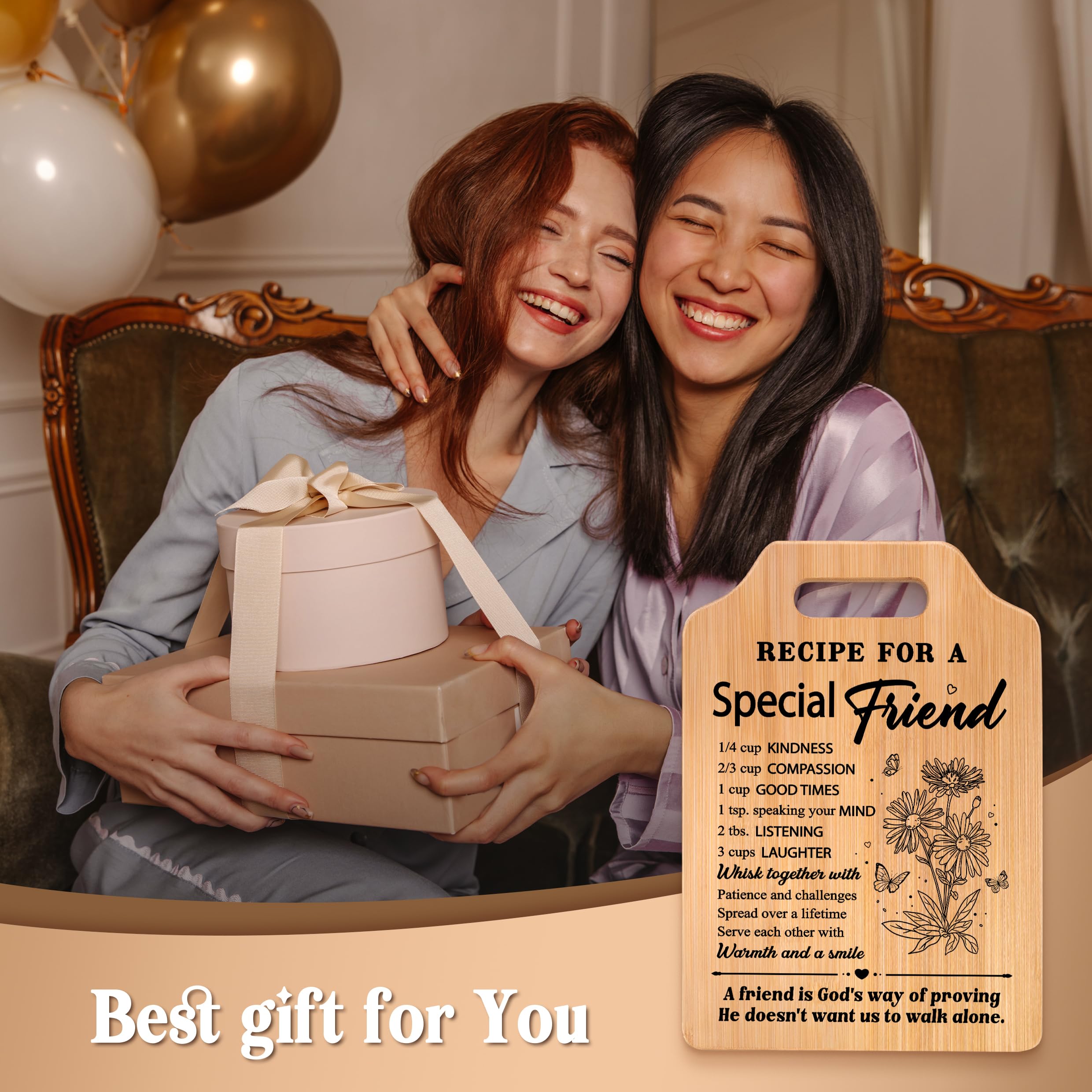 Milcier Friend Gifts for Women, Best Friend Birthday Gifts for Women, Recipe Cutting Board for Bestie, BFF, Friendship Christmas Birthday Present for Woman