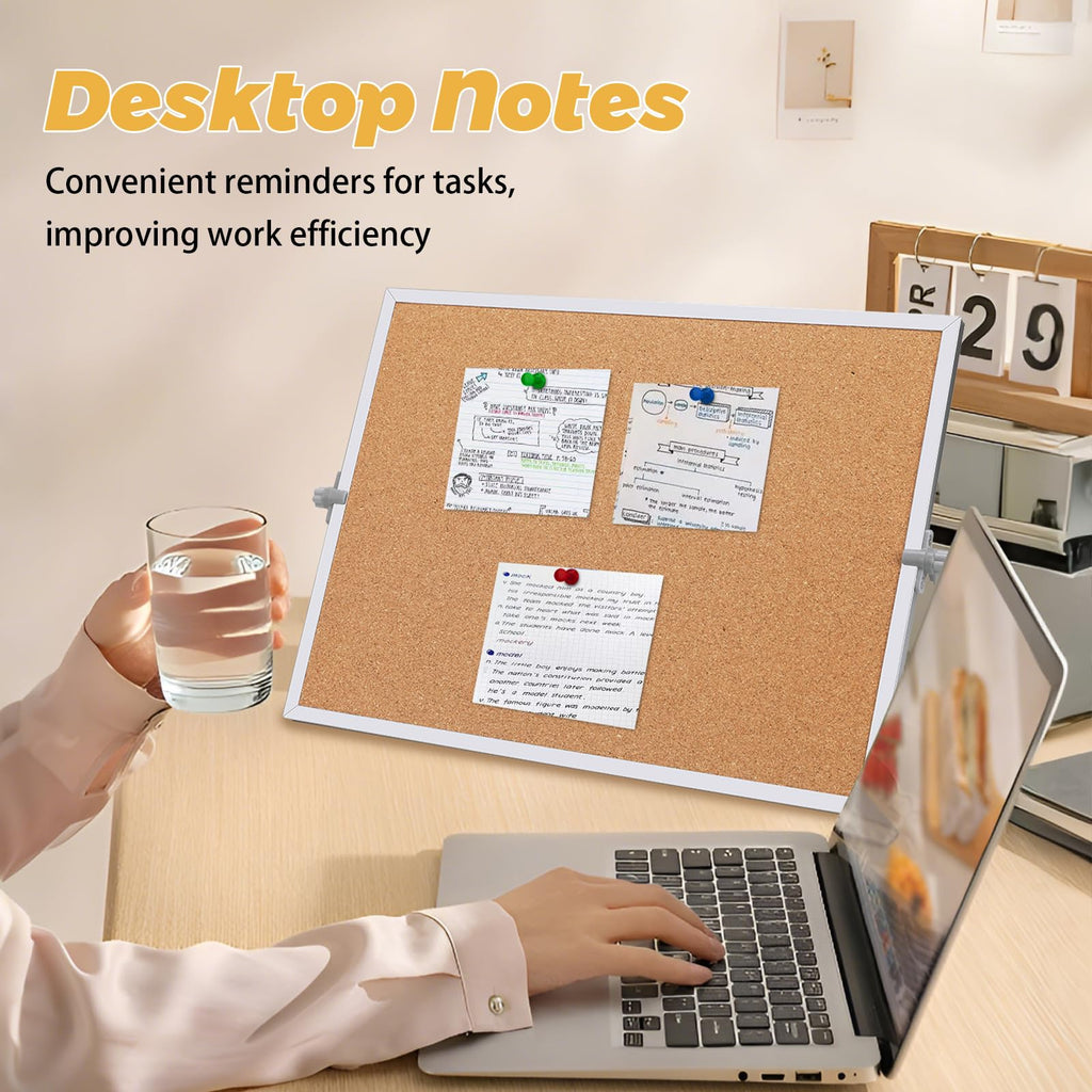 LOKUNN Cork Board Bulletin Board, 11.81"×15.75" Double Sided Pin Board with Silver Aluminum Border, Desktop Small Cork Board for Room School Office Bedroom