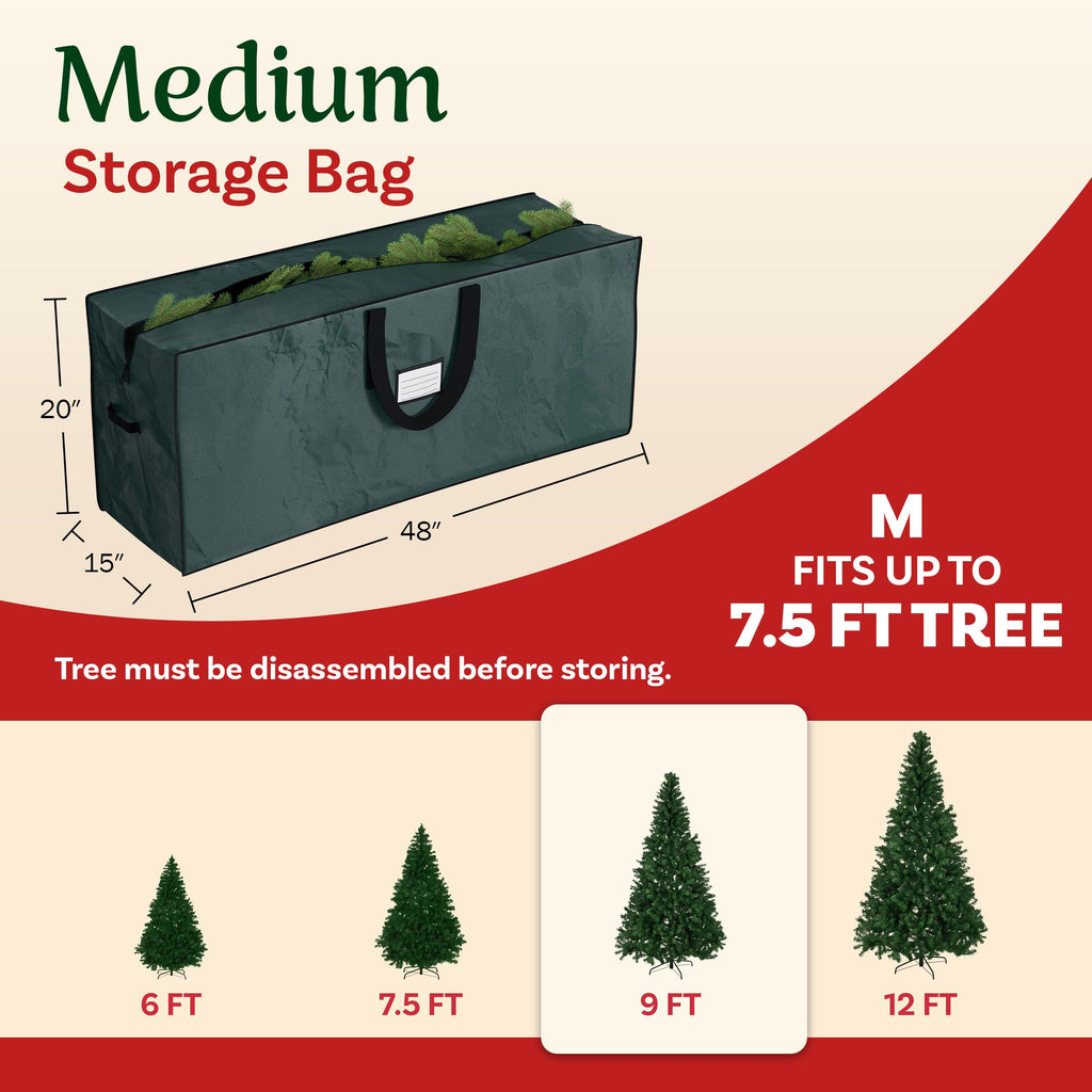 Christmas Tree Storage Bag, Fits up to 7.5 Foot Artificial Tree, Protects Holiday Decorations from Moisture & Damage by Elf Stor (Green)