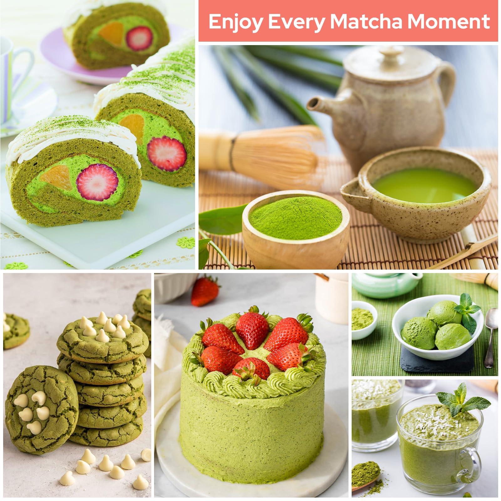Ceecysaa Matcha Whisk Set, 7 Pcs Matcha Set, Matcha Kit for Ceremony, Matcha Tea Set for Making Breakfast/Matcha Latte, Matcha Whisk and Matcha Whisk and Bowl, As A Gift, Gradient Pink