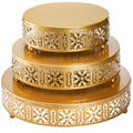 Coloch 3 Pack Golden Cake Stand Set, Round Metal Dessert Display Stand Decorative Cake Holder Cupcake Pastry Candy Display Plate for Wedding, Party, Birthday, Event
