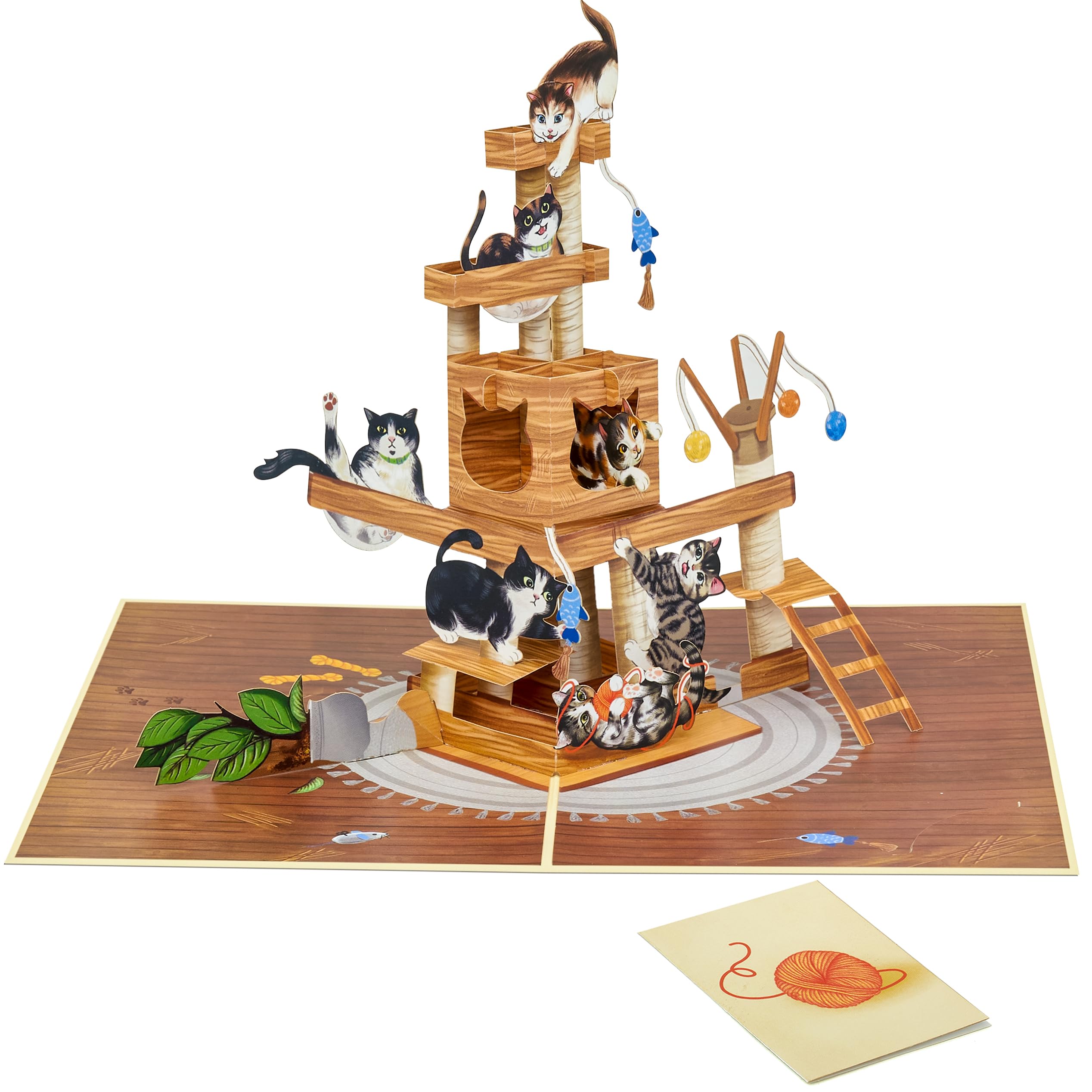 POPWOW Cat Tree Pop Up Card, Funny Cats, 3D Greeting Card, Gifts for Birthday, Valentines day, Mothers Day, Fathers Day, Cat Person, 5x7 - Includes Envelope And Message Note
