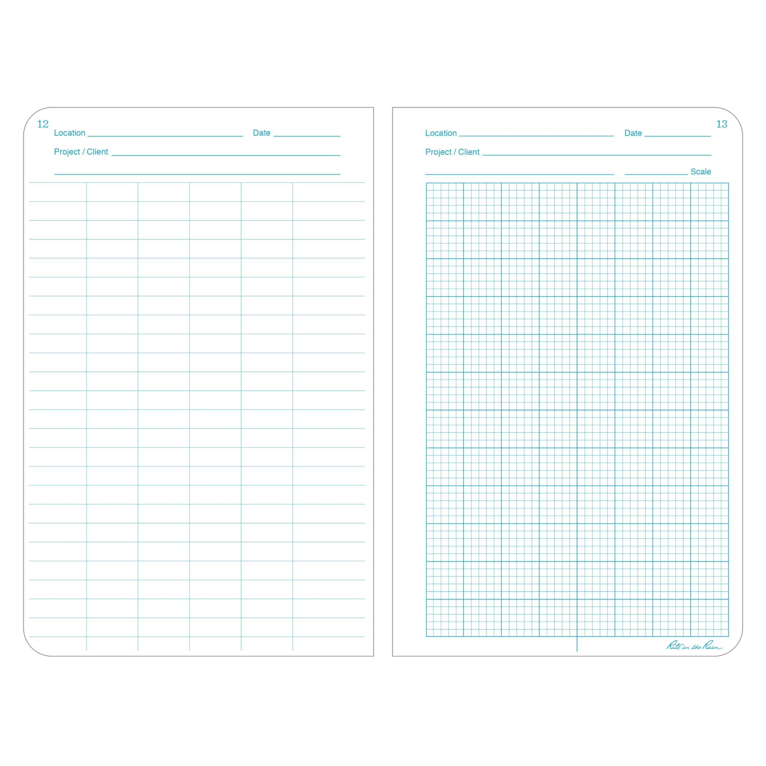 Rite In The Rain Weatherproof Hard Cover Notebook, 4 3/4" x 7 1/2", Yellow Cover, Geological Pattern (No. 540F)