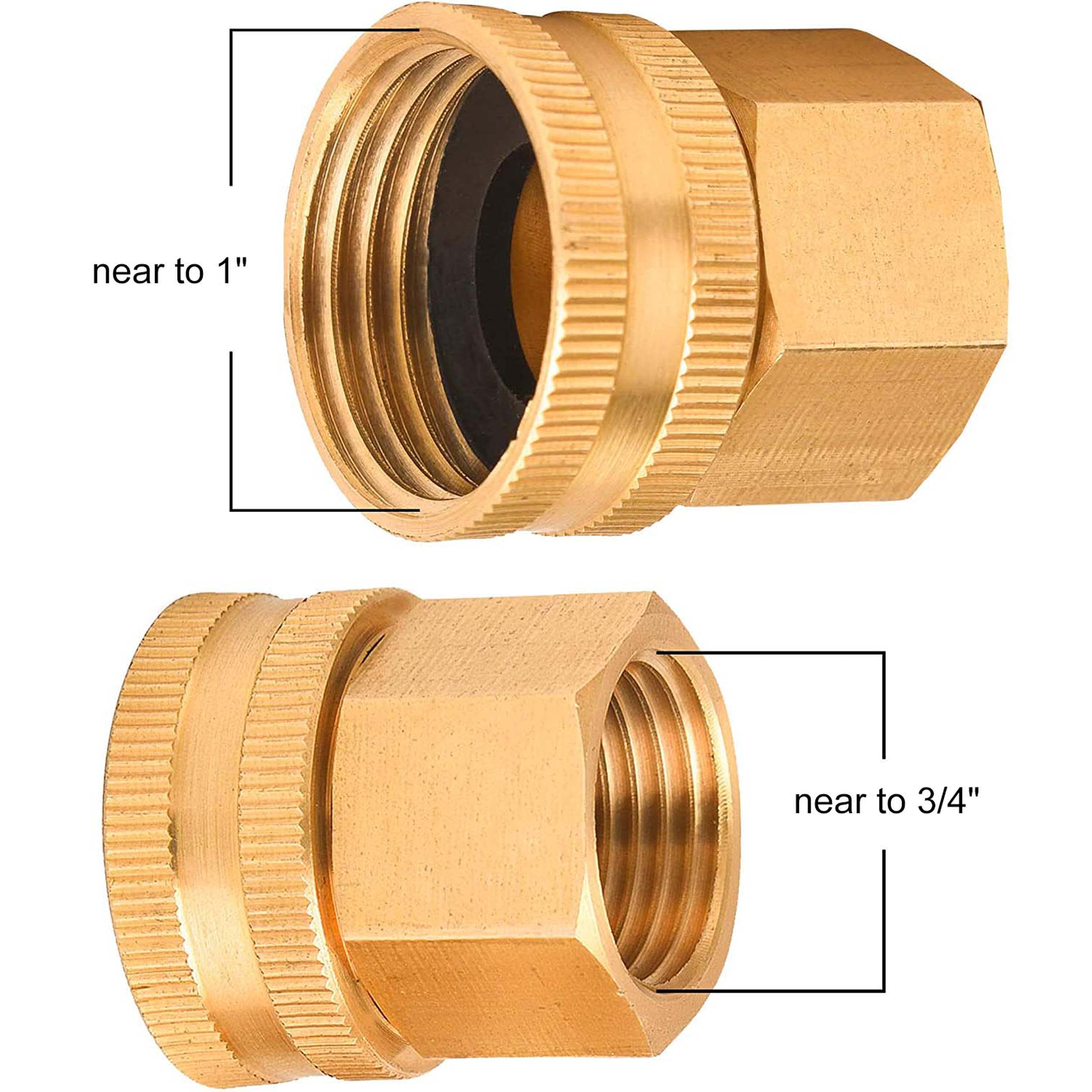 M MINGLE Garden Hose Adapter, 3/4 Inch GHT to 1/2 Inch NPT, Double Male and Female Brass Connector, with Extra 8 Washers