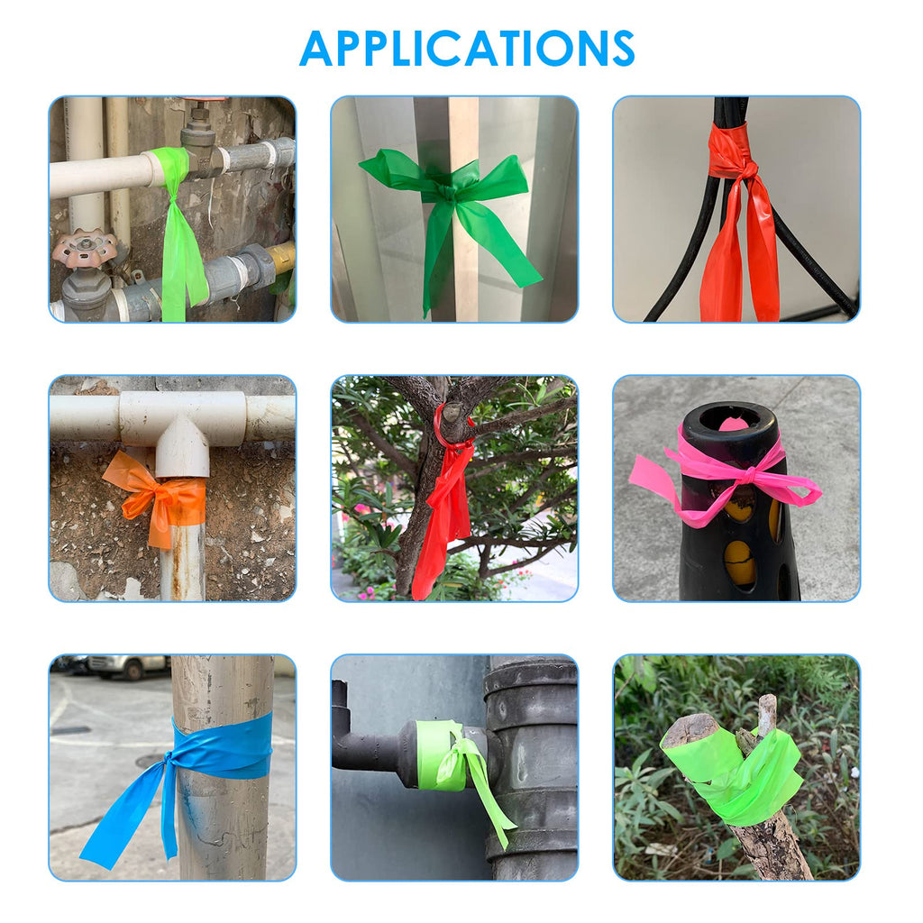 6 Pack Flagging Tape,Non-Adhesive Marking Tape Surveyors Tape Neon Non-Adhesive Tape Survey for Boundaries and Hazardous Areas,Trail Marking (6 Colors)
