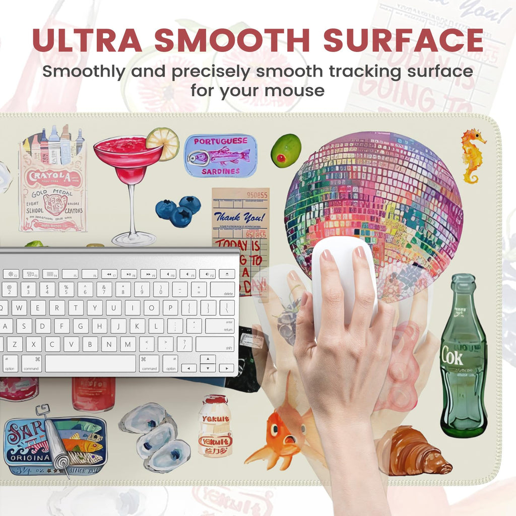 iCasso Large Mouse Pad and Keyboard Mat, XXL Desk Pad, Anti-Slip, Water-Resistant, Stitched Edges, Black