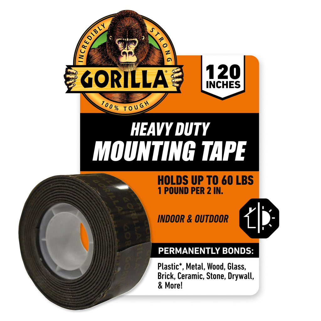 Gorilla Heavy Duty Double Sided Mounting Tape XL, 1" x 120", Black (Pack of 1)