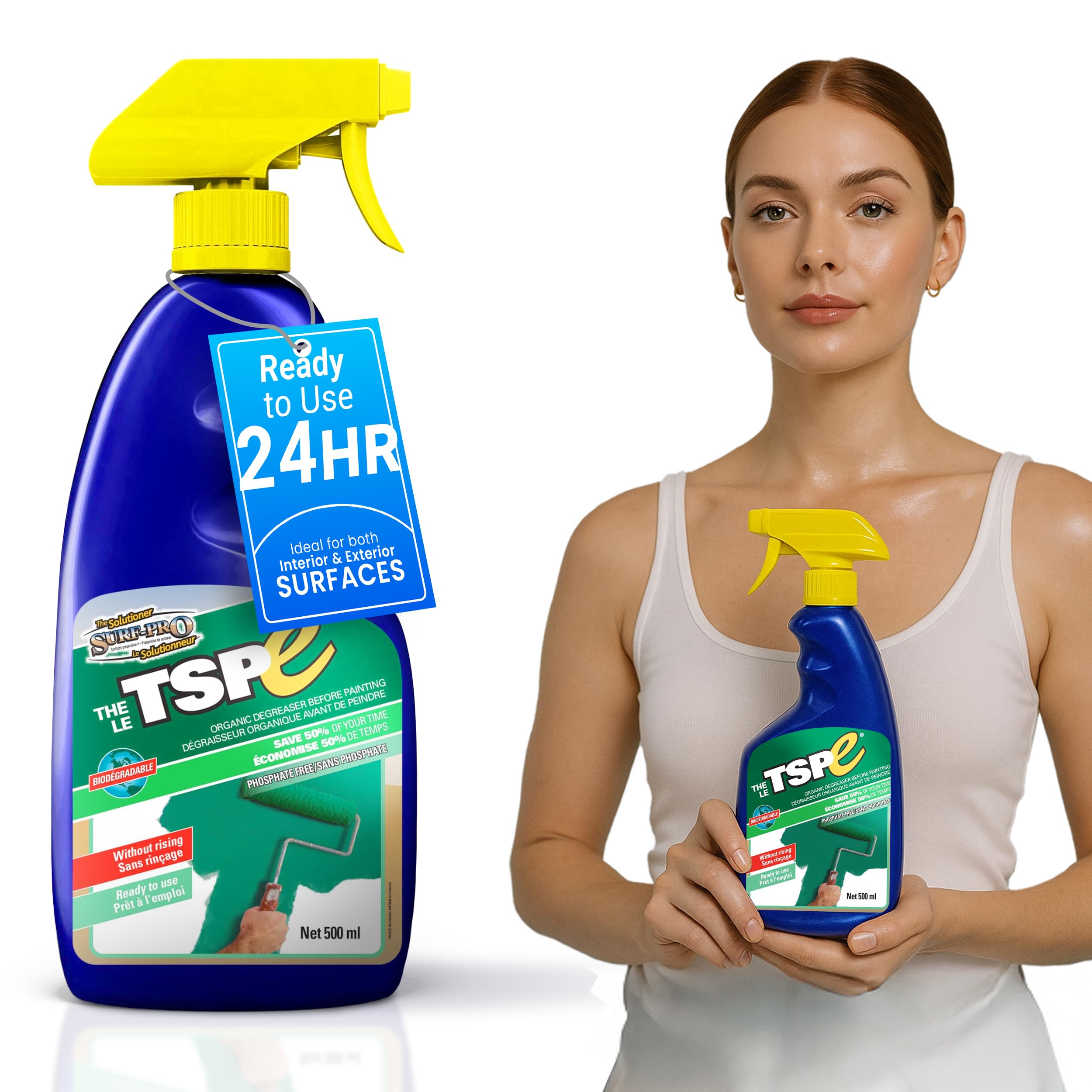 TSPE Cleaner Spray – 500ml / 16.9 oz No-Rinse Phosphate-Free Degreaser – Eco-Friendly TSP Substitute for Cabinets, Walls, Paint Prep, and Kitchen Cleaning – Biodegradable Formula