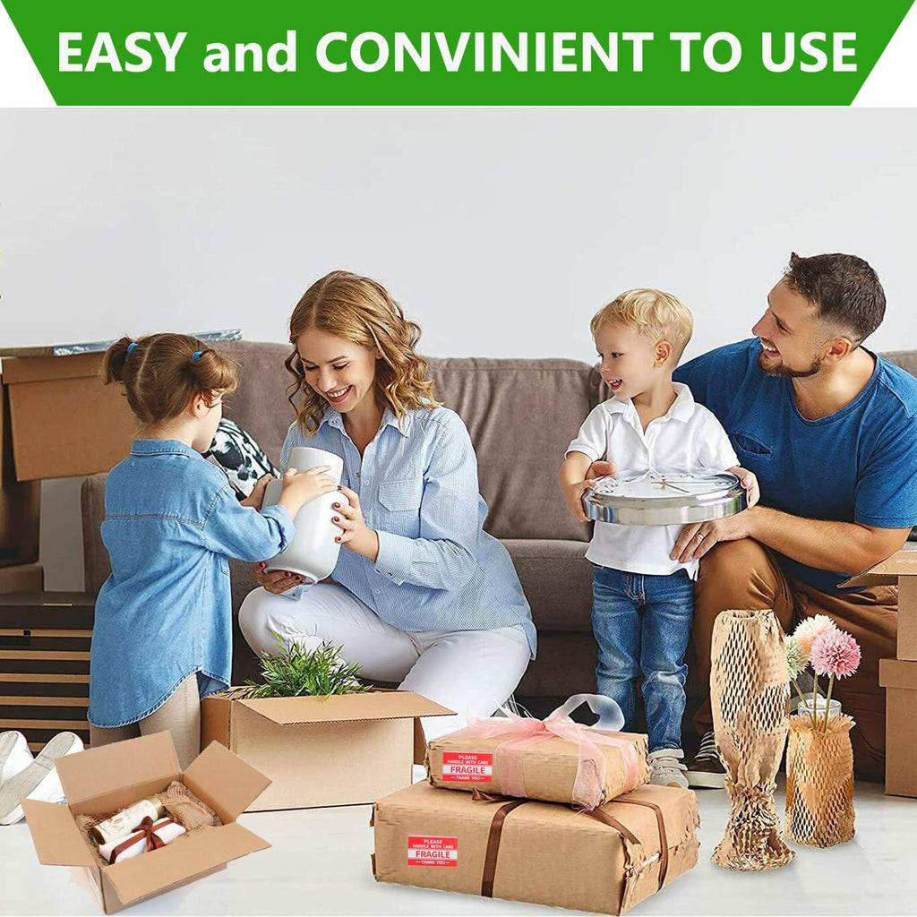 Honeycomb Packing Paper Wrap 12"x200' Recycled Bubble Cushioning Wrap Eco Friendly Moving Supplies for Shipping, Packaging & Gifts - Protective Wrap for Fragile Items with 20 Fragile Sticker Labels